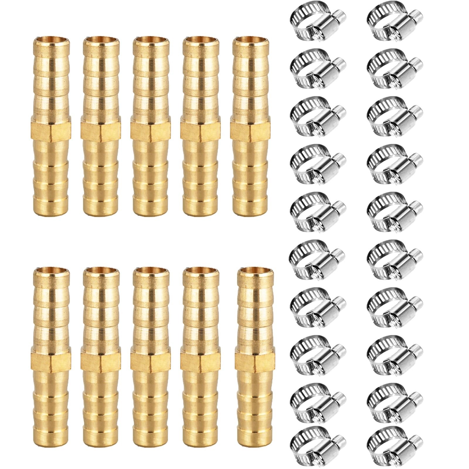 NICOLEKAY Hose Barb Fitting 5/8" Hose ID,Hex Union Brass Fitting Water/Fuel/A...
