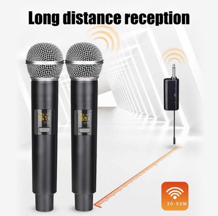Wireless Microphone, UHF Handheld Microphone Metal Wireless Handheld - Open Box