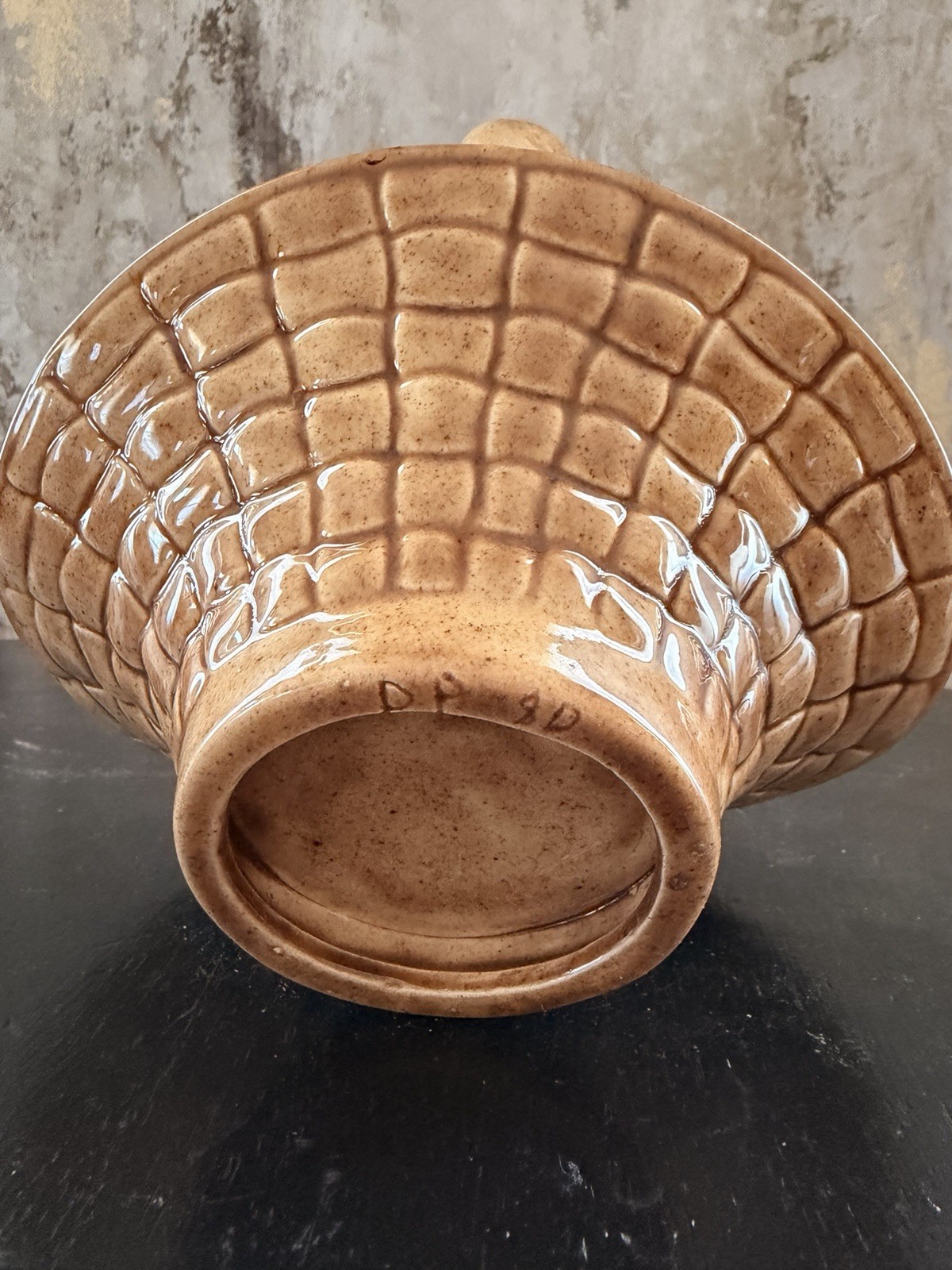 Small Brown Ceramic Basket Handmade