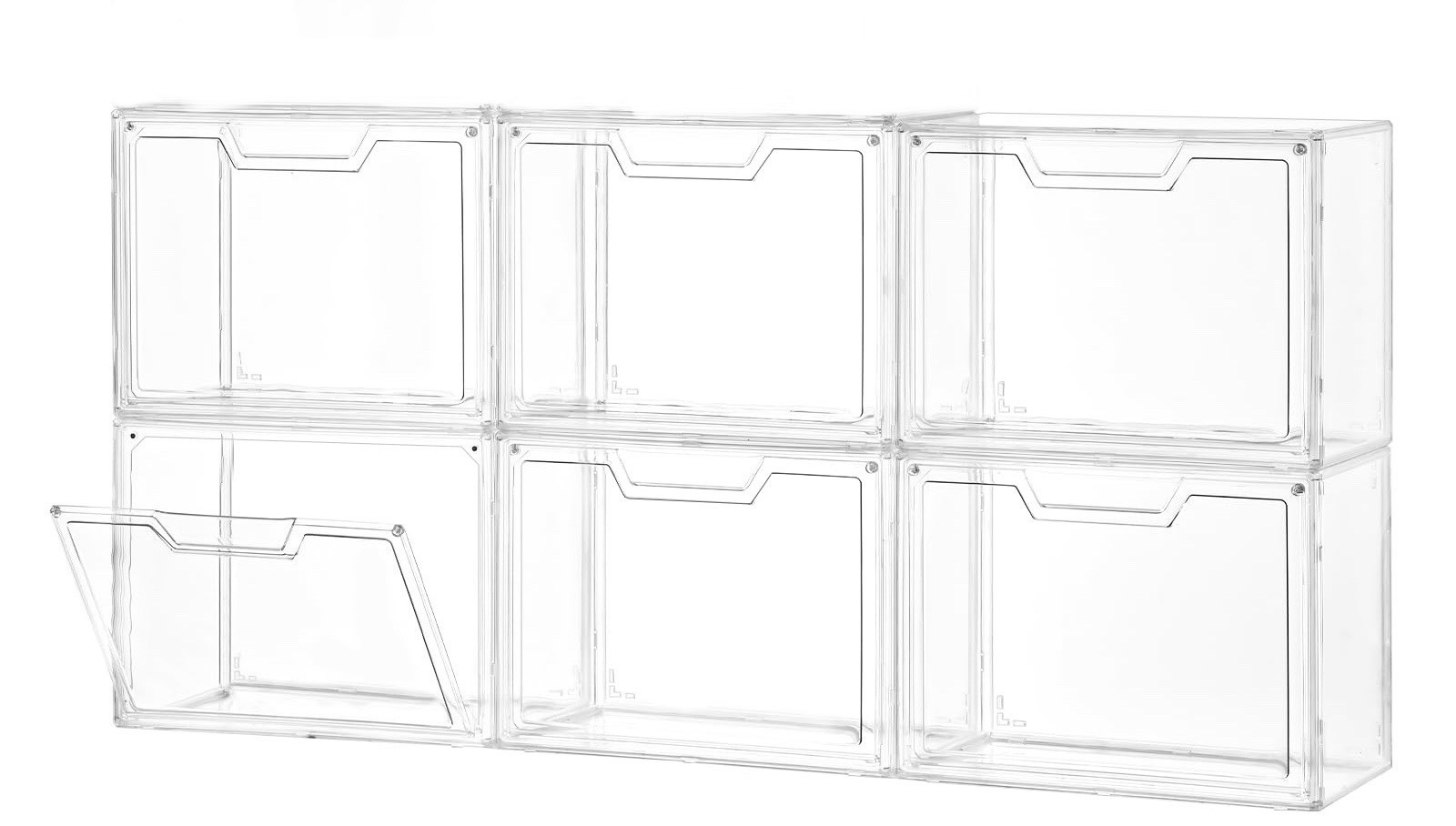 Stackable Storage Bins, Clear Acrylic Display Case, 06-Boxes With Lids