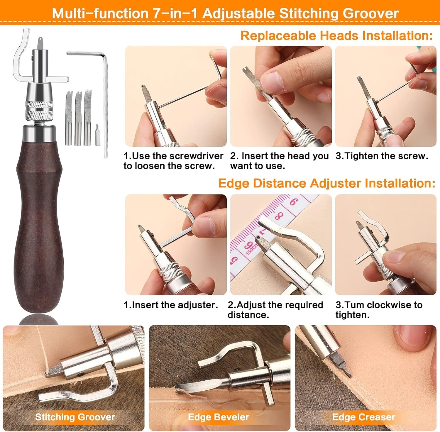 Complete Leather Craft Tool Kit Sewing Punch Carving Stitching Hand Working Tool