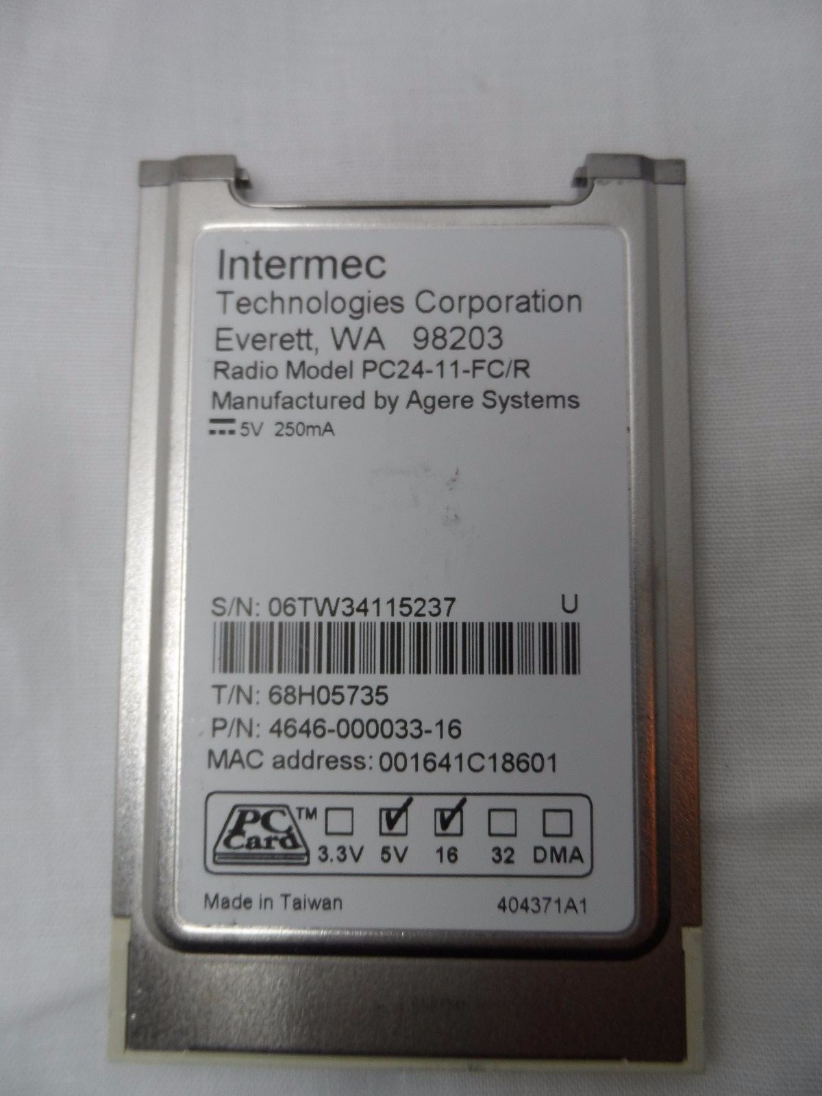 Intermec PC24-11-FC/R Lucent PCMCIA 802.11b Radio Tested Working 2425 2415 2435