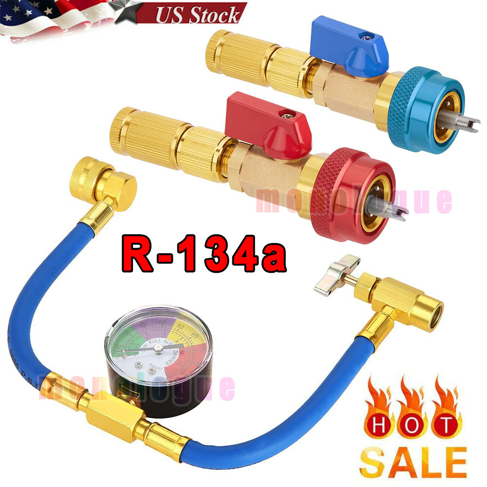 HVAC AC R134A R12 Valve Core High & Low Pressure Quick Remover Install Tool Set