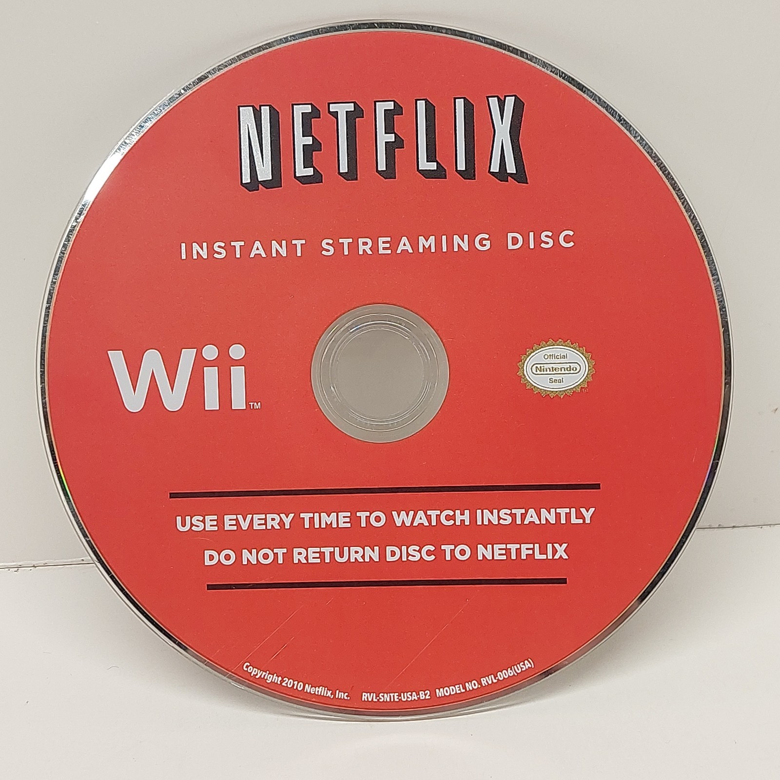 Netflix Instant Streaming Disc  For Nintendo Wii Disc Collectable Free Shipping