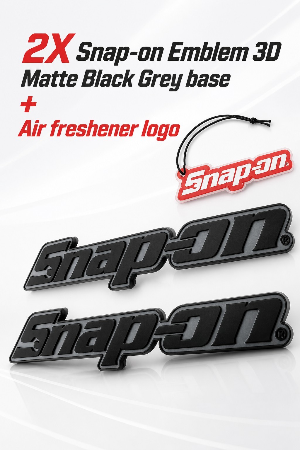 2PACK SNAP ON TOOL BOX LOGO EMBLEM MATTE BLACK Plastic Badge Decal 8" NEW + GIFT