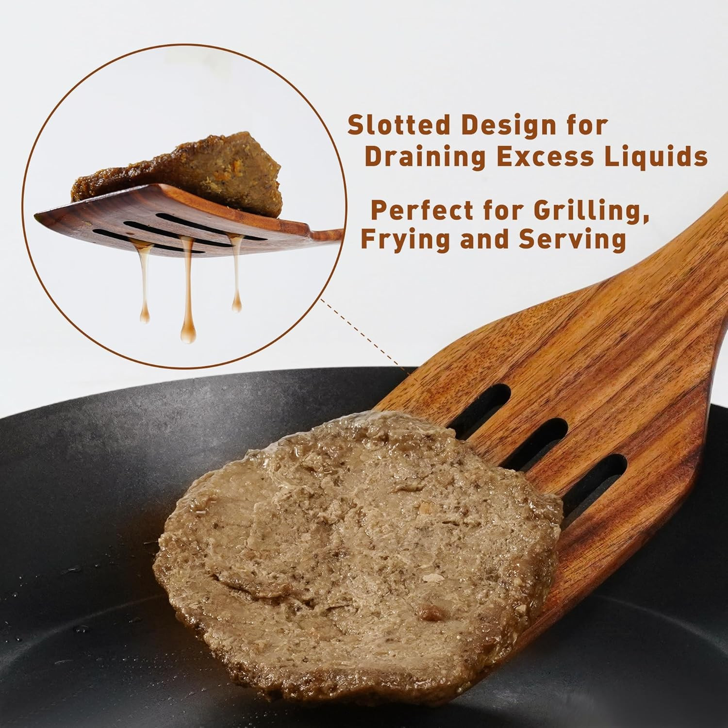 FJNATINH 2 Pcs Wooden Spatula Set for Cooking, Natural large, 2pcs