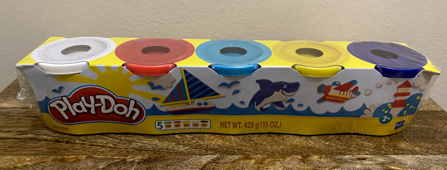 HASBRO Play-Doh 5 Pack Color Set Wave 1 Blue Yellow Teal Red White *NEW*