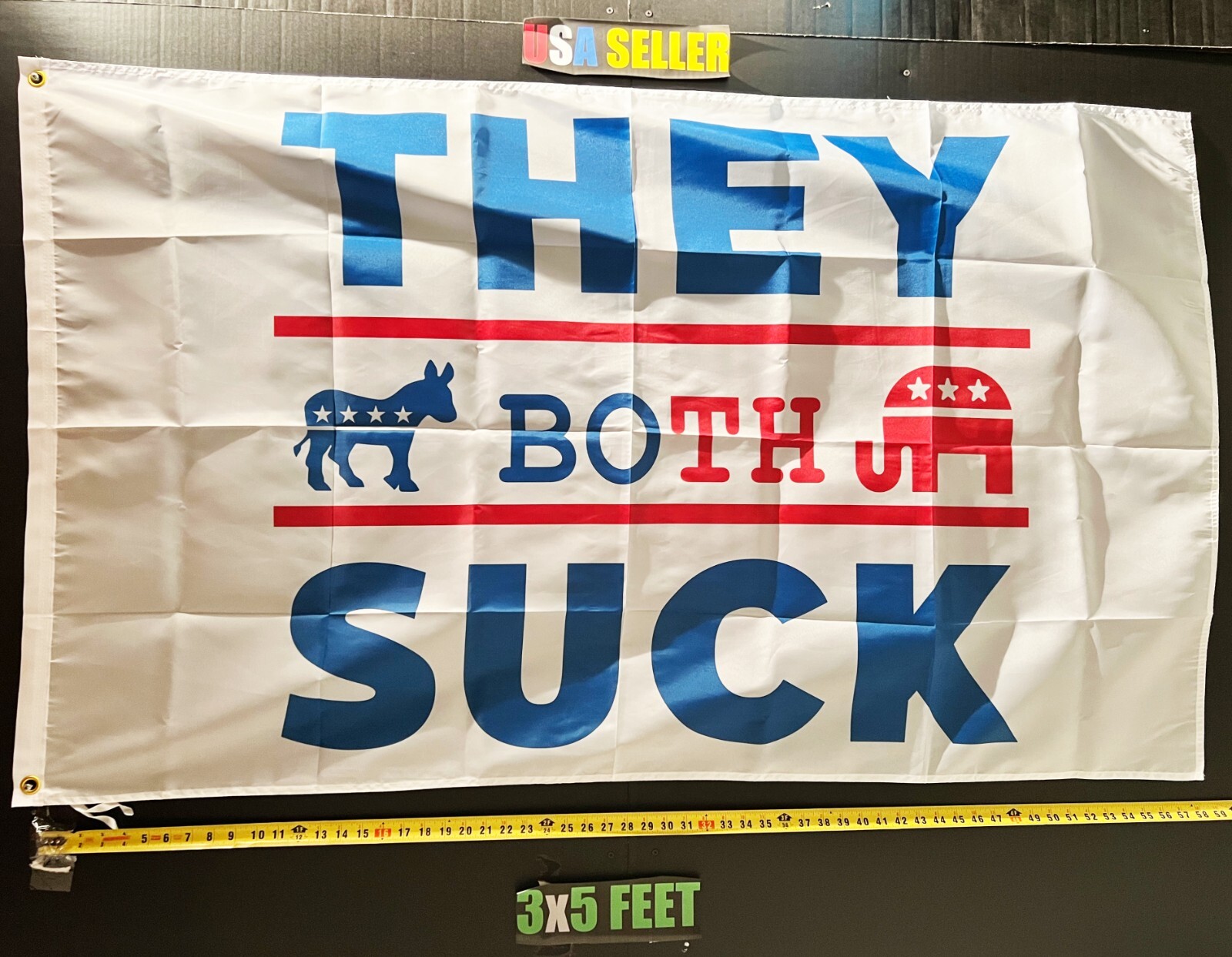 Political Flag FREE SHIPPING Political Free Zone They Both Suck W USA Sign 3x5'