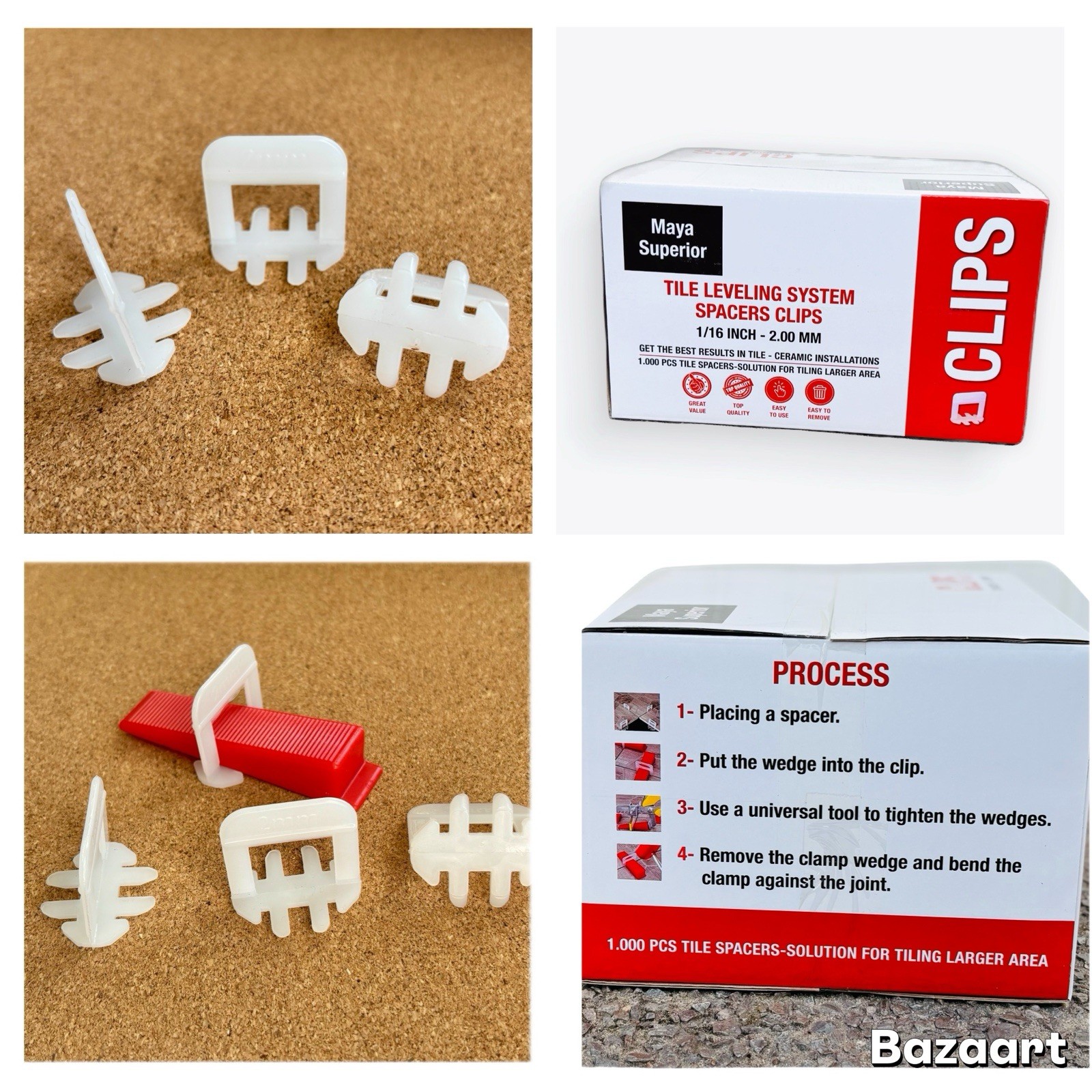*FREE SHIPPING** 1000 Pieces,1/16" Tile Leveling System, Spacer clips