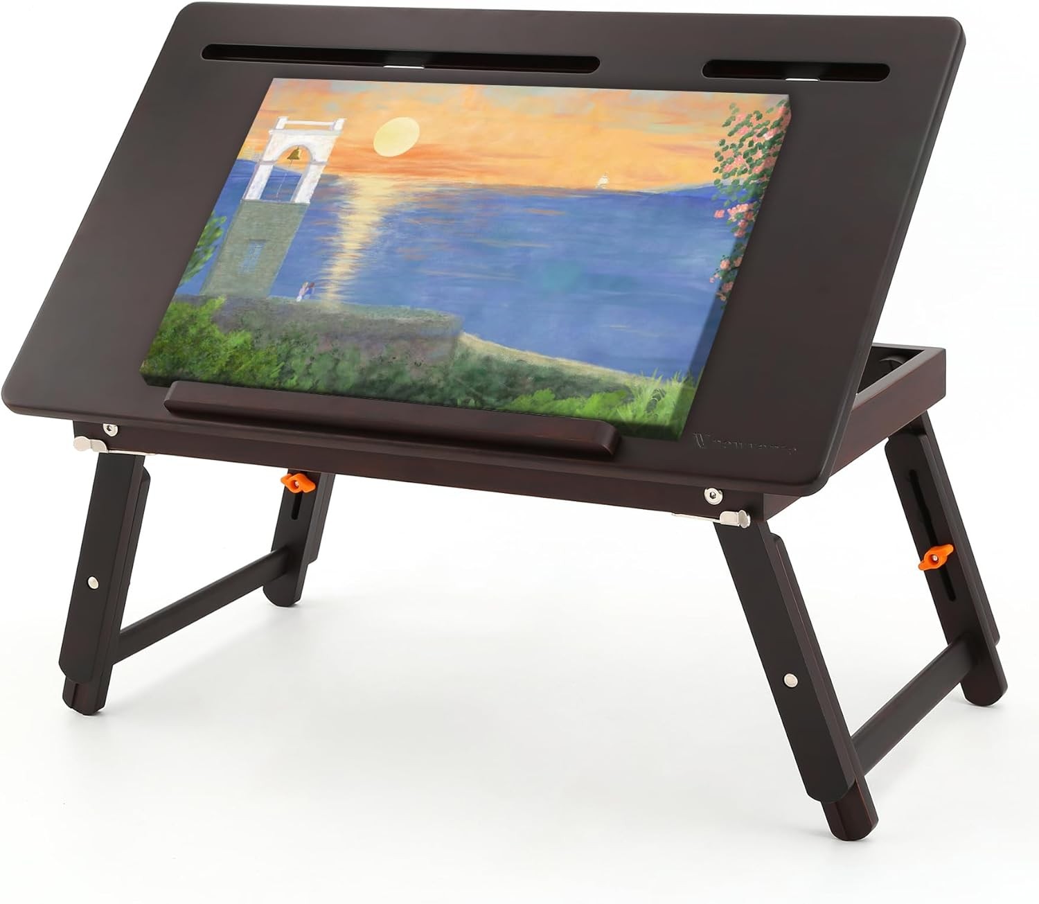 Drawing Table Foldable Drafting Desk W/ Adjustable Height & Angle Bamboo Drawing