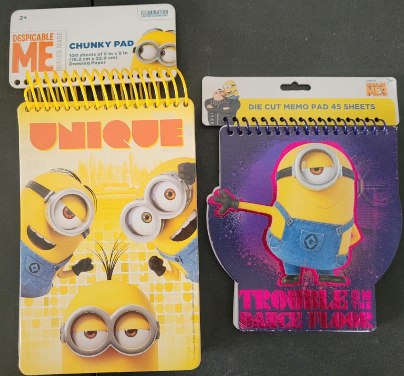 DESPICABLE ME MINION DIE CUT MEMO PAD & CHUNKY PAD PAPER! New Unused KIDS!