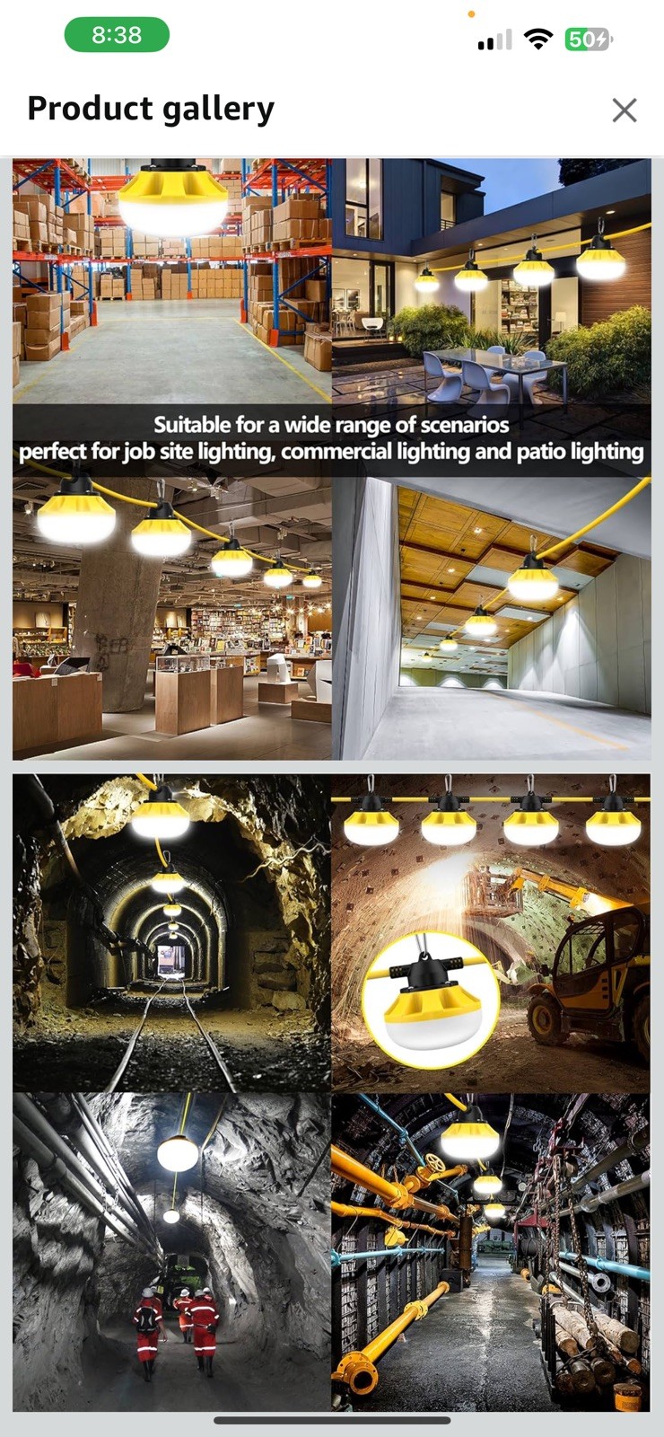 50ft LED Temporary Construction String Work Lights Industrial 50FT 2prong