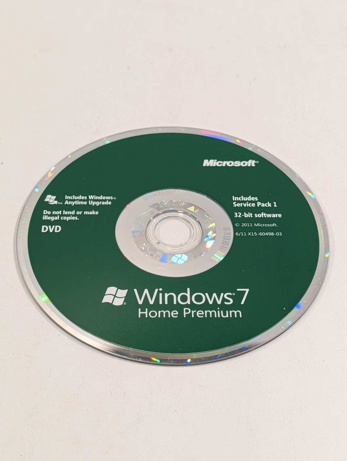 Microsoft Windows 7 Home Premium 32-bit DVD | DISC ONLY