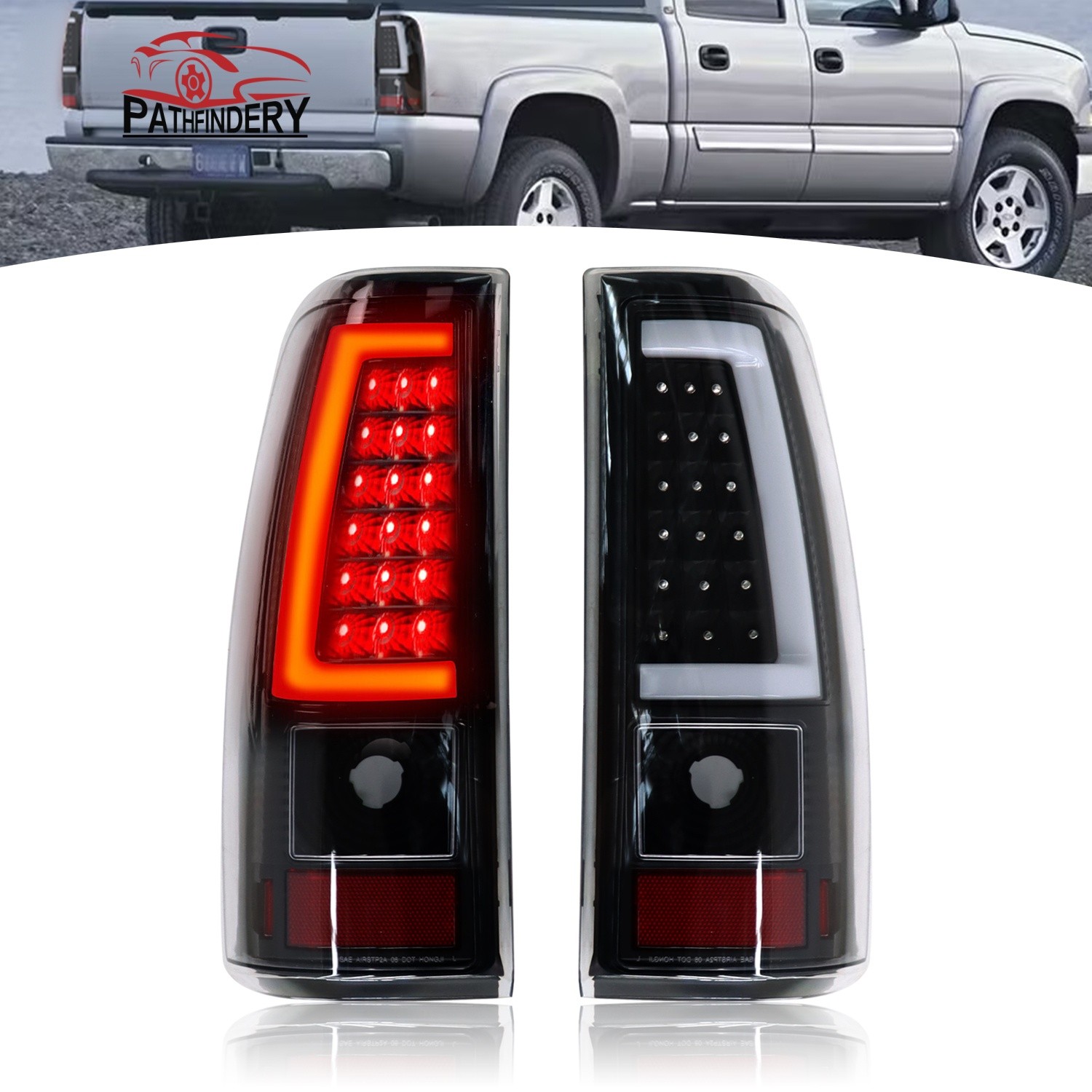 Black LED Tail Lights For 2003-2006 Chevy Silverado GMC Sierra 1500 2500HD 3500