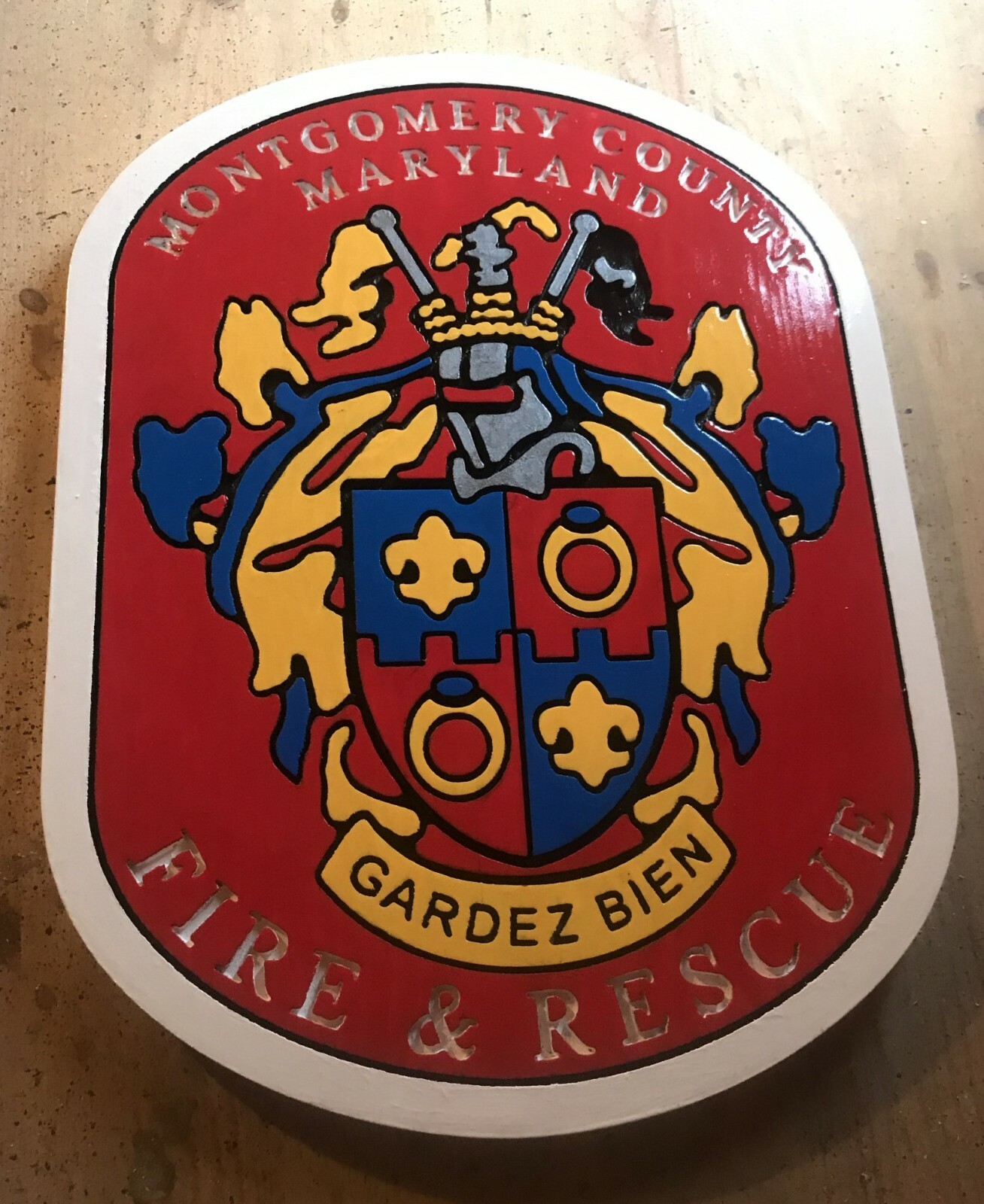 Fire Department Montgomery County routed wood patch plaque sign Custom