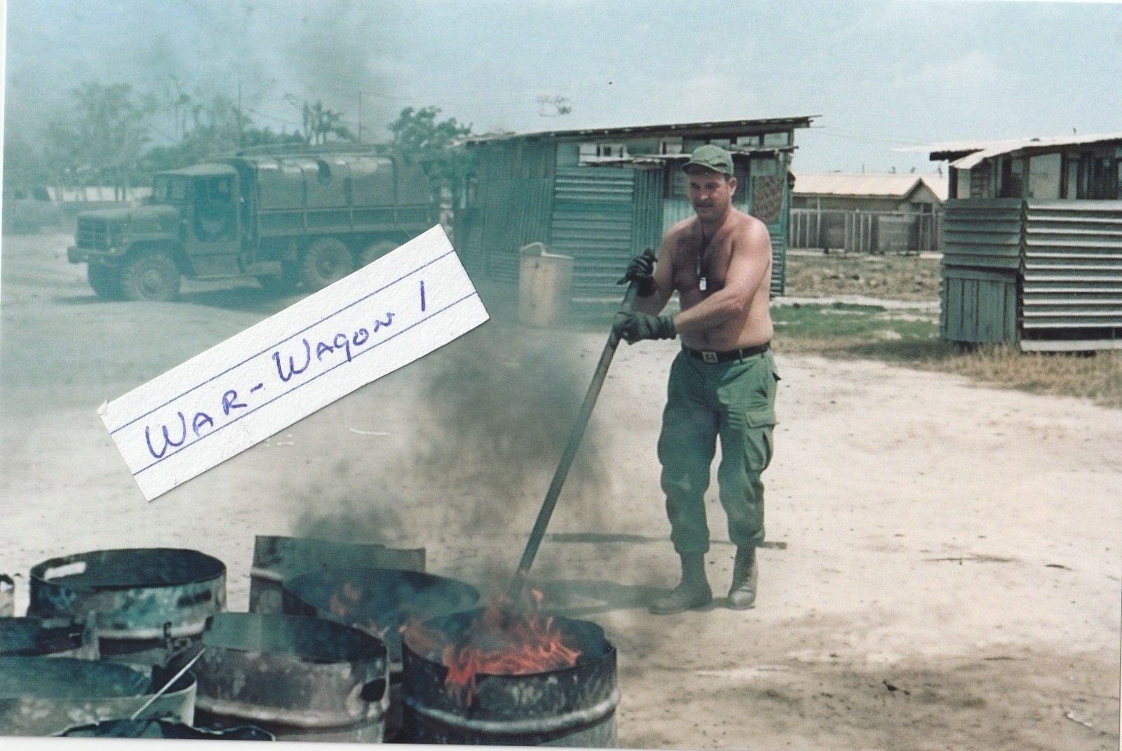 Vietnam  War  Photo --   Worst Work Detail  -  Poop Burn