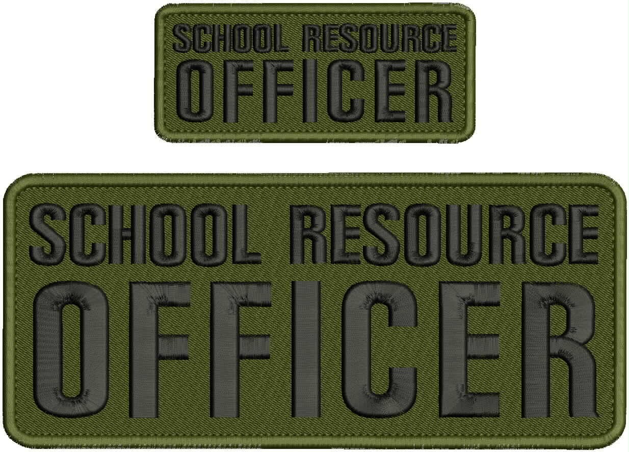 Collectible 2 Embroidery Patch ''School R O '' 4x10 and 2x5 Black On Od Green