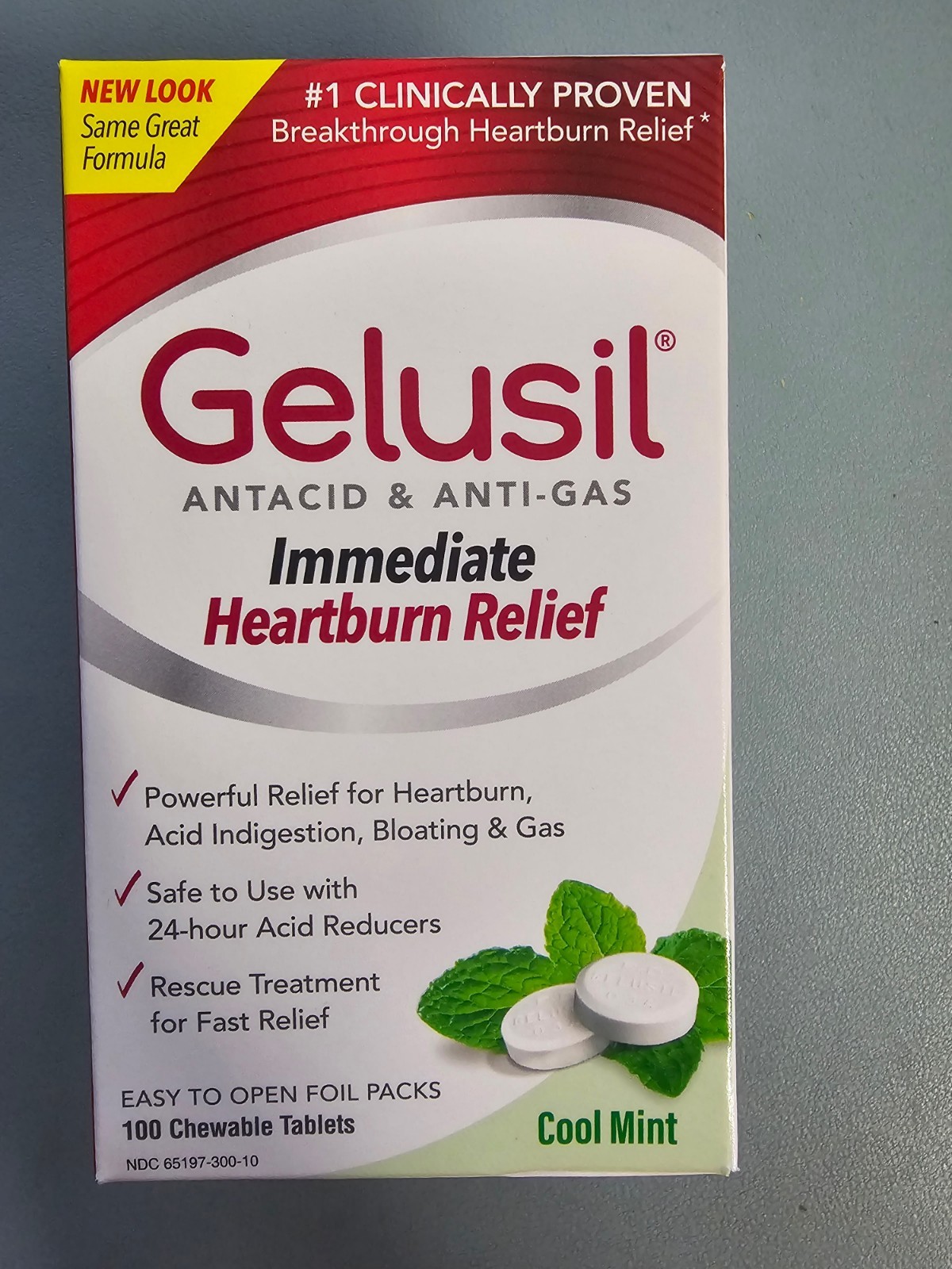 5 PACK Gelusil Antacid & Anti Gas Heartburn Relief Cool Mint 100 Chewable Tablet