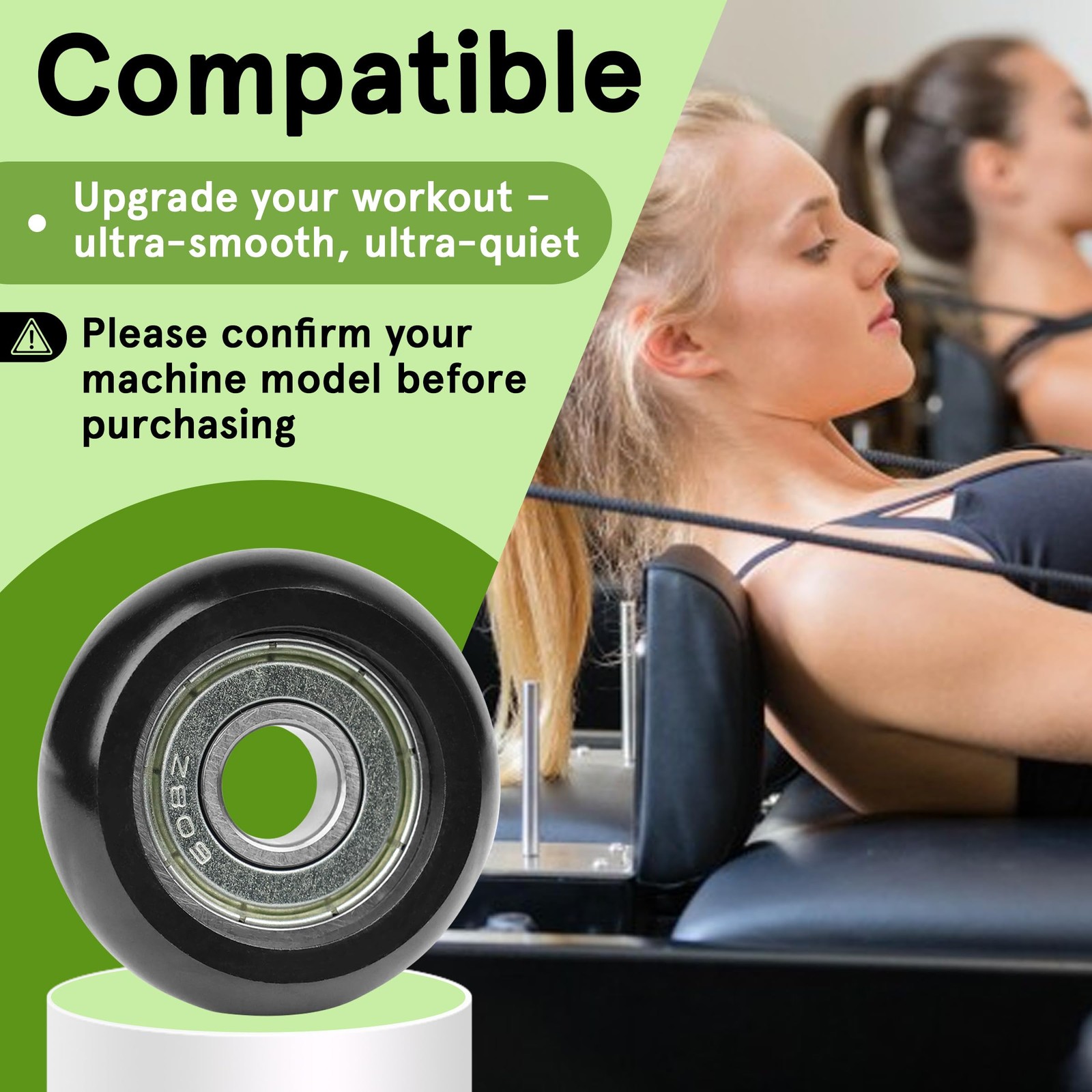 8 Pack Replacement Roller Wheels Compatible with Aero Pilates Reformer Machin