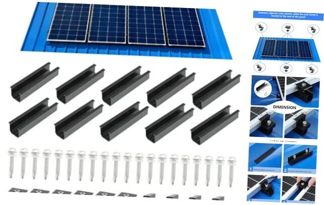 4 Set Solar Panel Roof Mounting Kit, Aluminum Solar Panel Mounting Rails