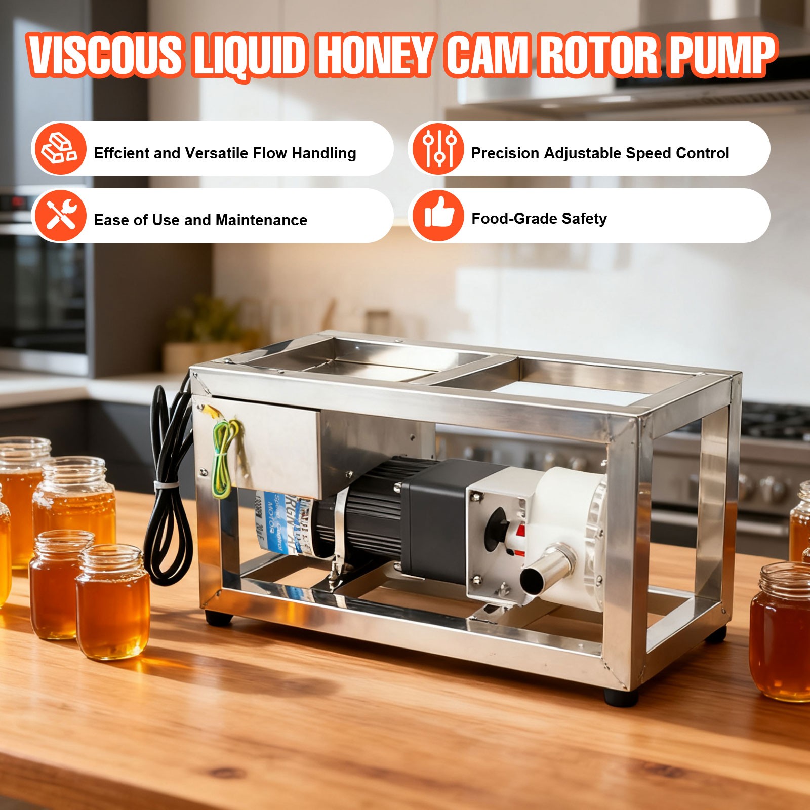 Honey Transfer Pump Speed Adjustable Viscous Liquid Paste Pump 10L/Min 3m Hose