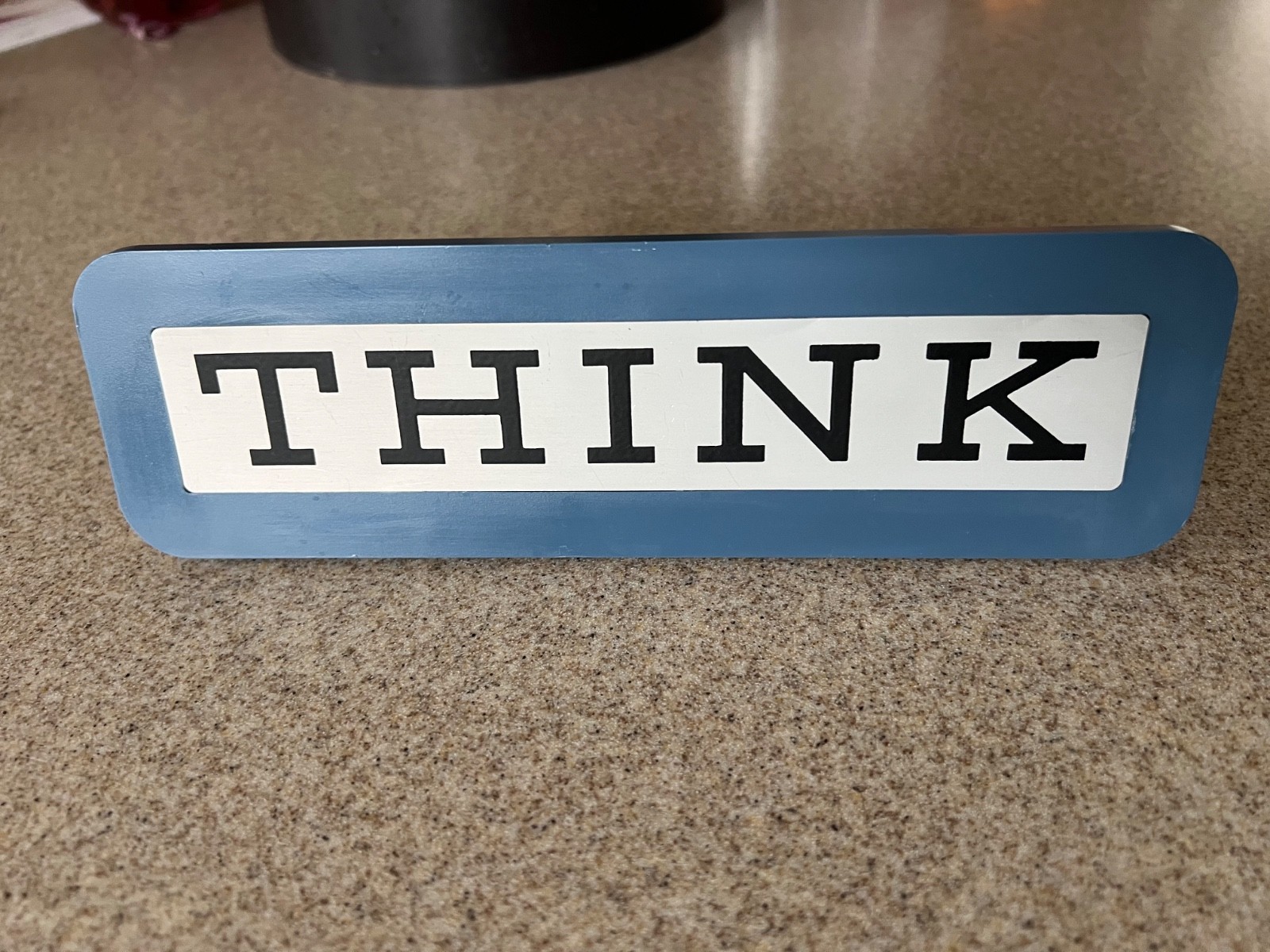 RARE Vintage IBM "THINK" Desk Sign Blue Executive Award S360 Provenance 1970s