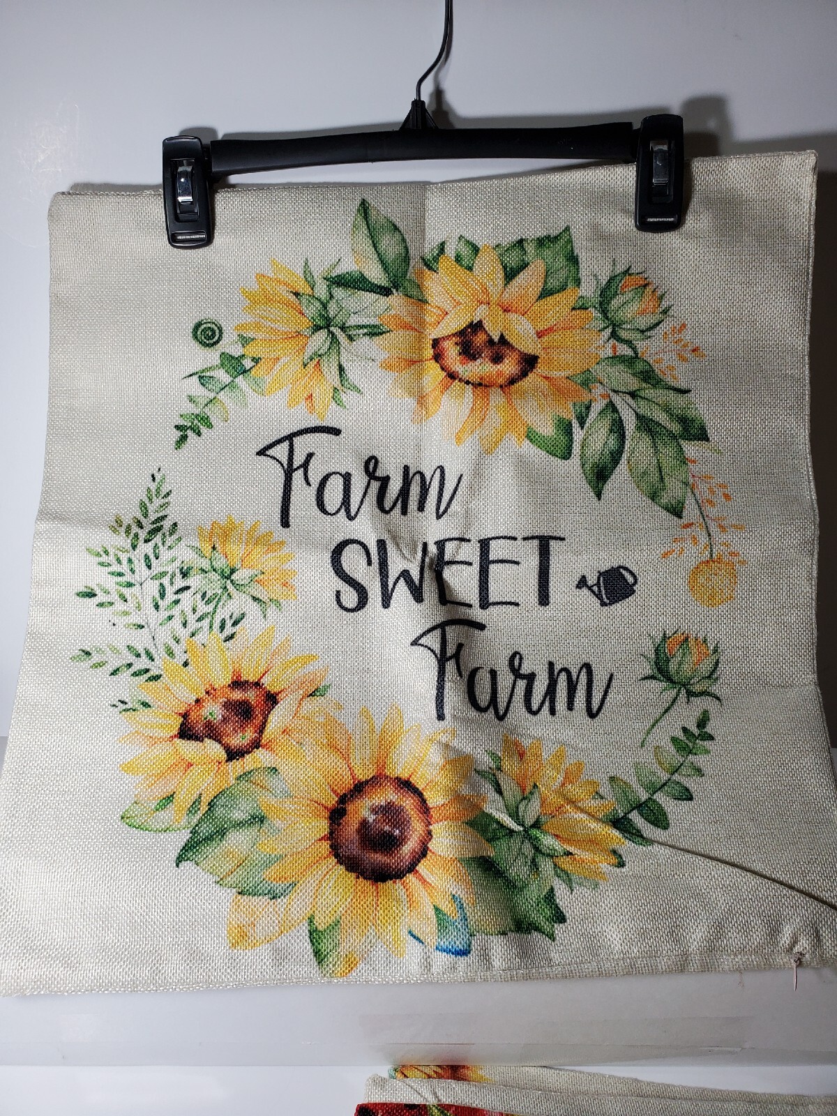 Farm Sweet Farm Pillow Case Cover Sunflowers Country Floral Yellow Zip 18x18"