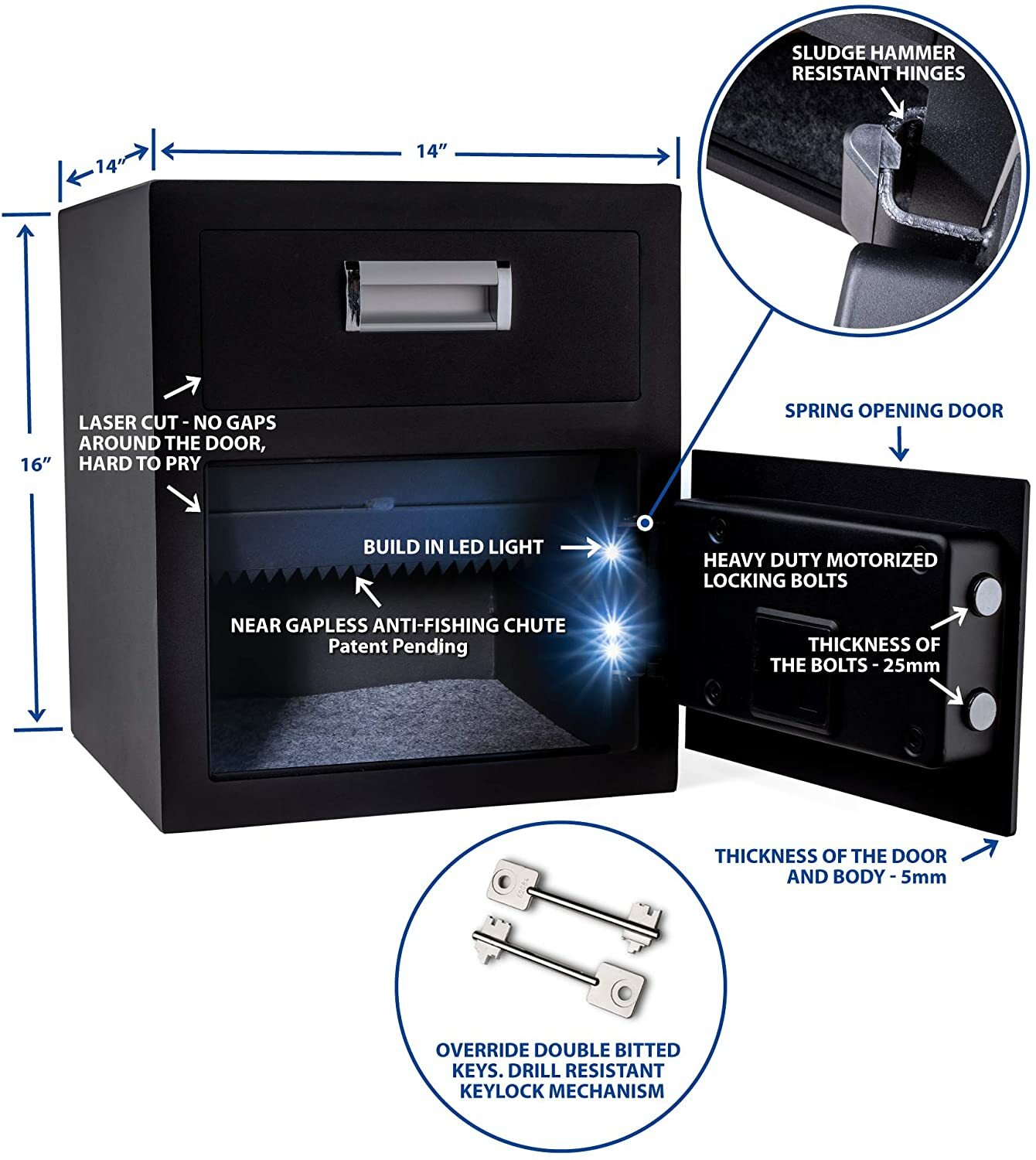 Viking Security Safe VS-40DS Large Depository Safe LCD Keypad Drop Box Safe