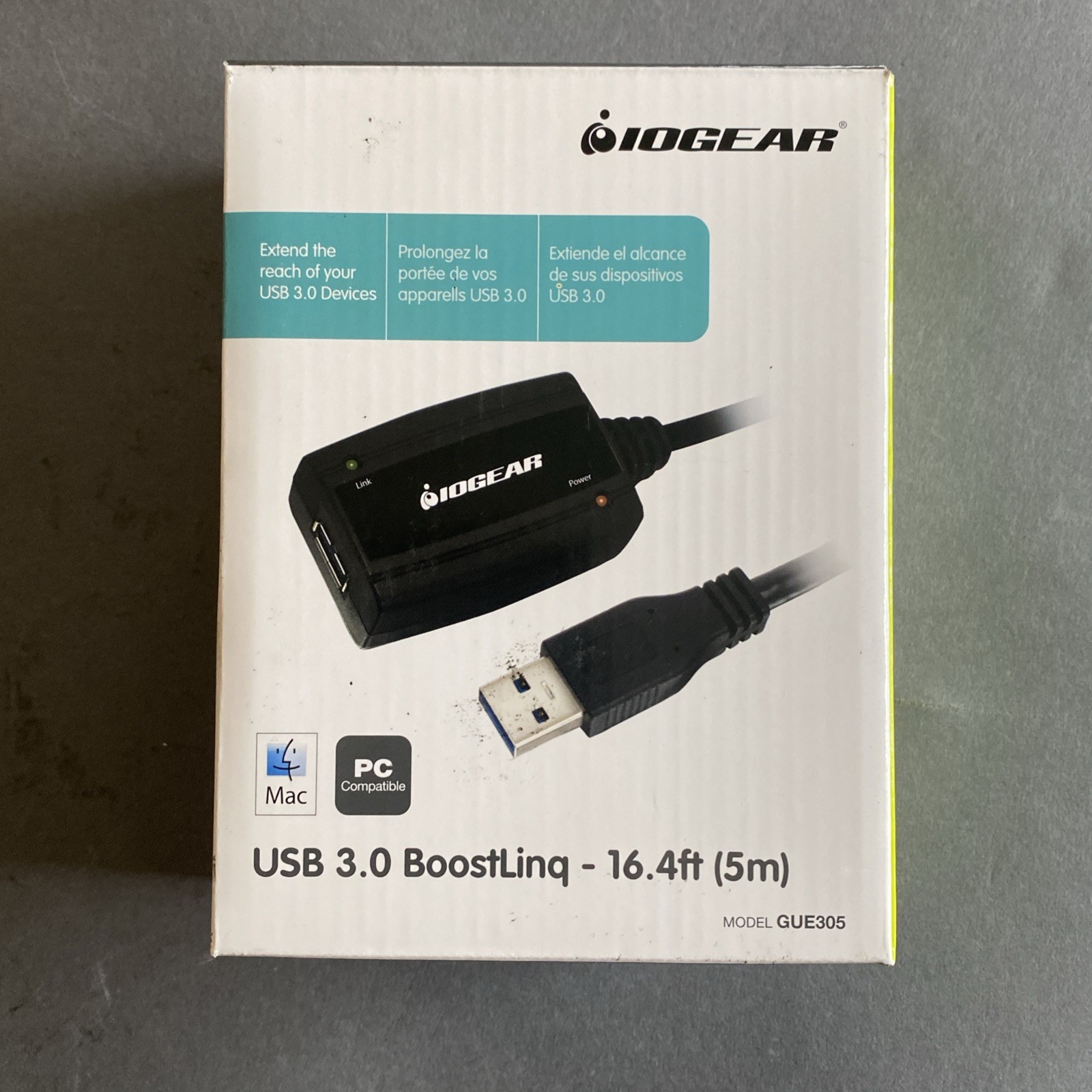 NEW, IOGEAR, GUE305, 16.4ft USB 3.0 BoostLinq Cable