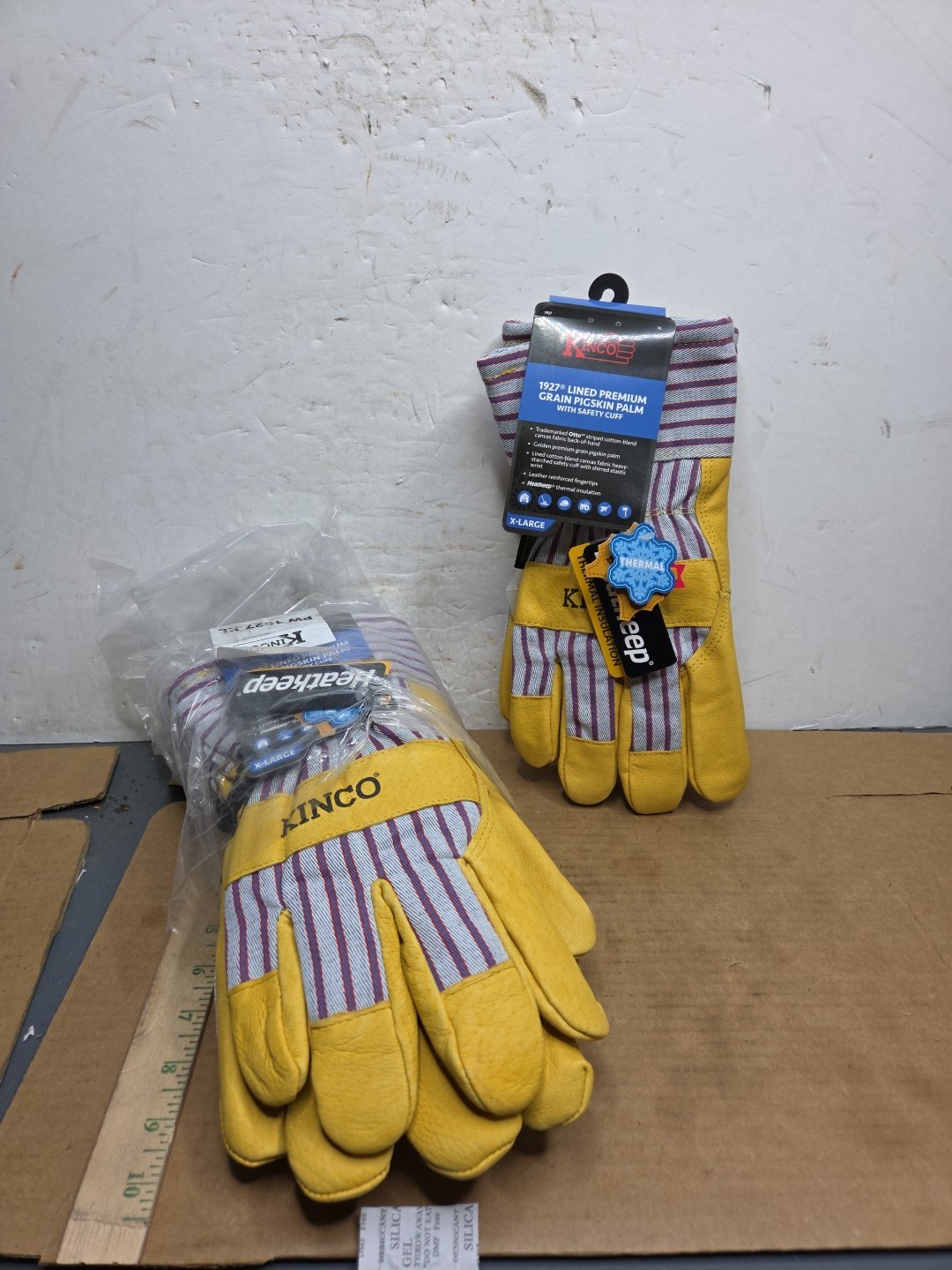 3 Pr Kinco 1927-XL Men's Lined Grain Pigskin Gloves, Heat Keep Lining XL Golden