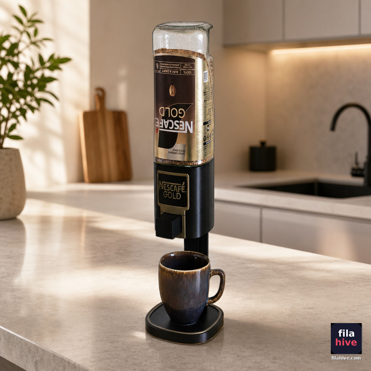 Nescafe Gold Instant Coffee Dispenser Holder Kitchen Counter Organizer Stand NEW