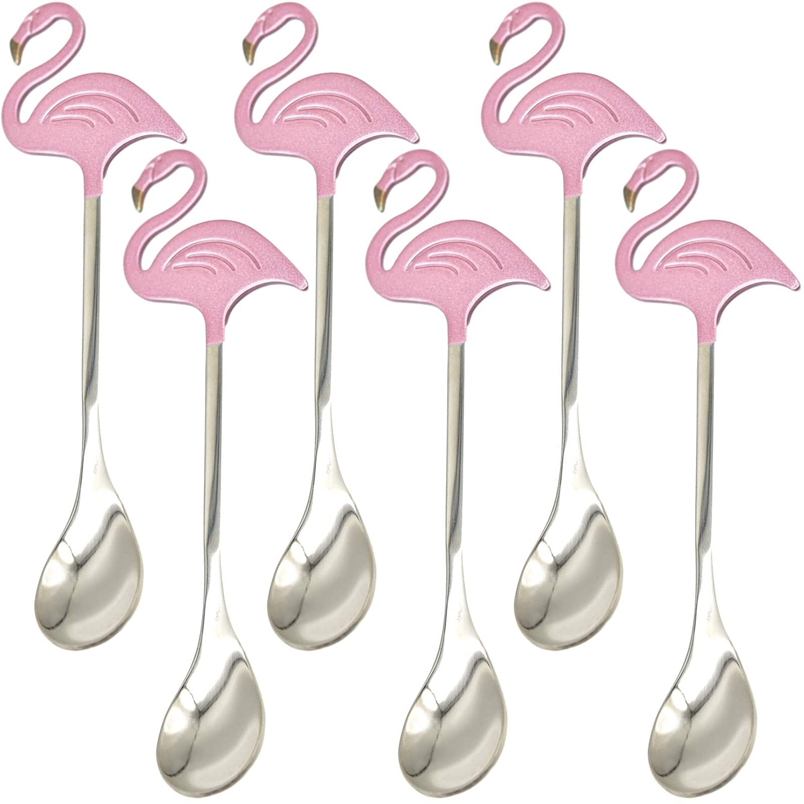 6 Pcs Flamingo Spoons Cute Animal Spoon 5.1 Inch 18/10304stainless Steel Coffe