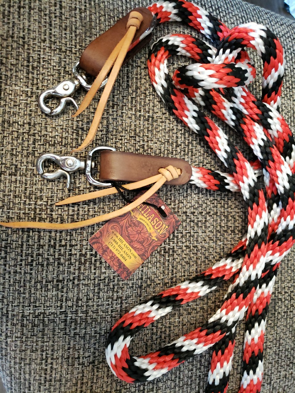8Ft Hilason Braided Poly Barrel Horse Reins DLPA511 NEW White Red Black