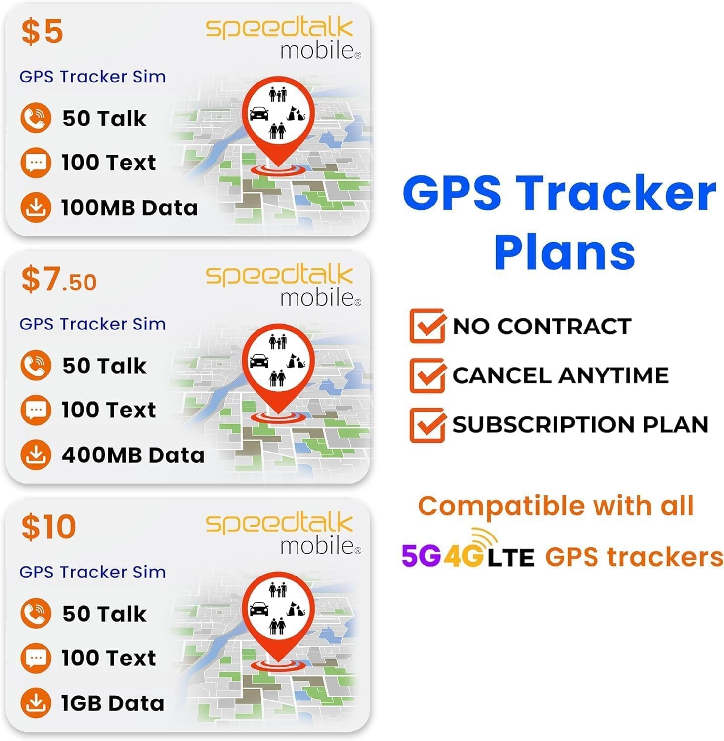 SpeedTalk Mobile GPS Tracker SIM Card Starter Kit | 3 in 1 Universal...