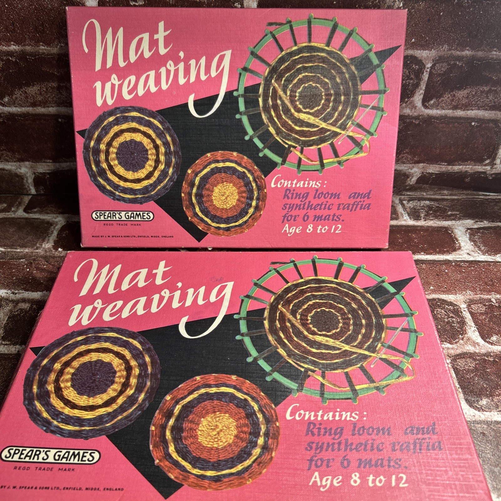 2 Vintage Spears Mat Weaving Synthetic Raffia Ring Loom Kit  1960’s. Loom See