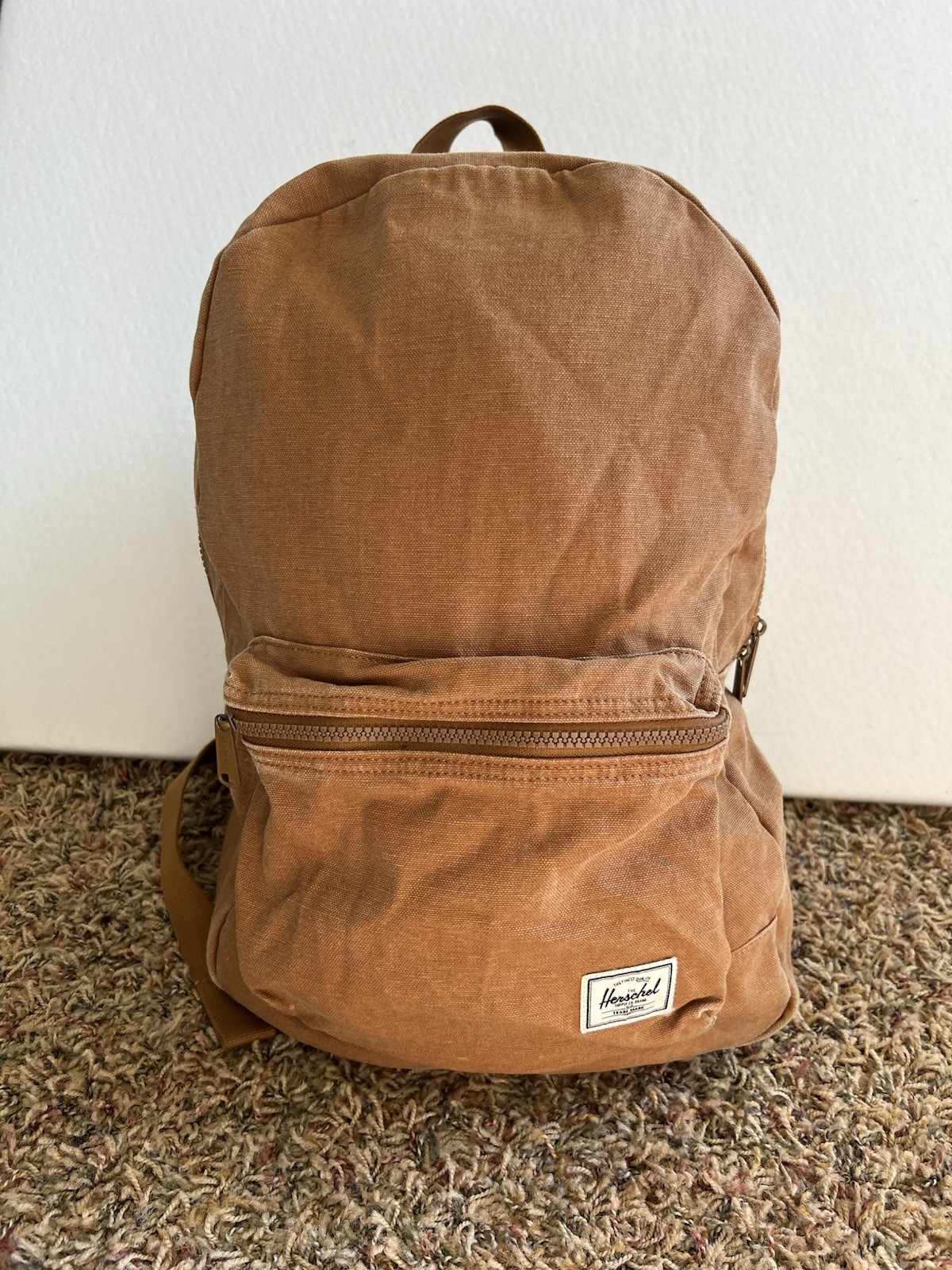 Herschel Supply Co Cotton Canvas Backpack Camel Brown Laptop School Travel
