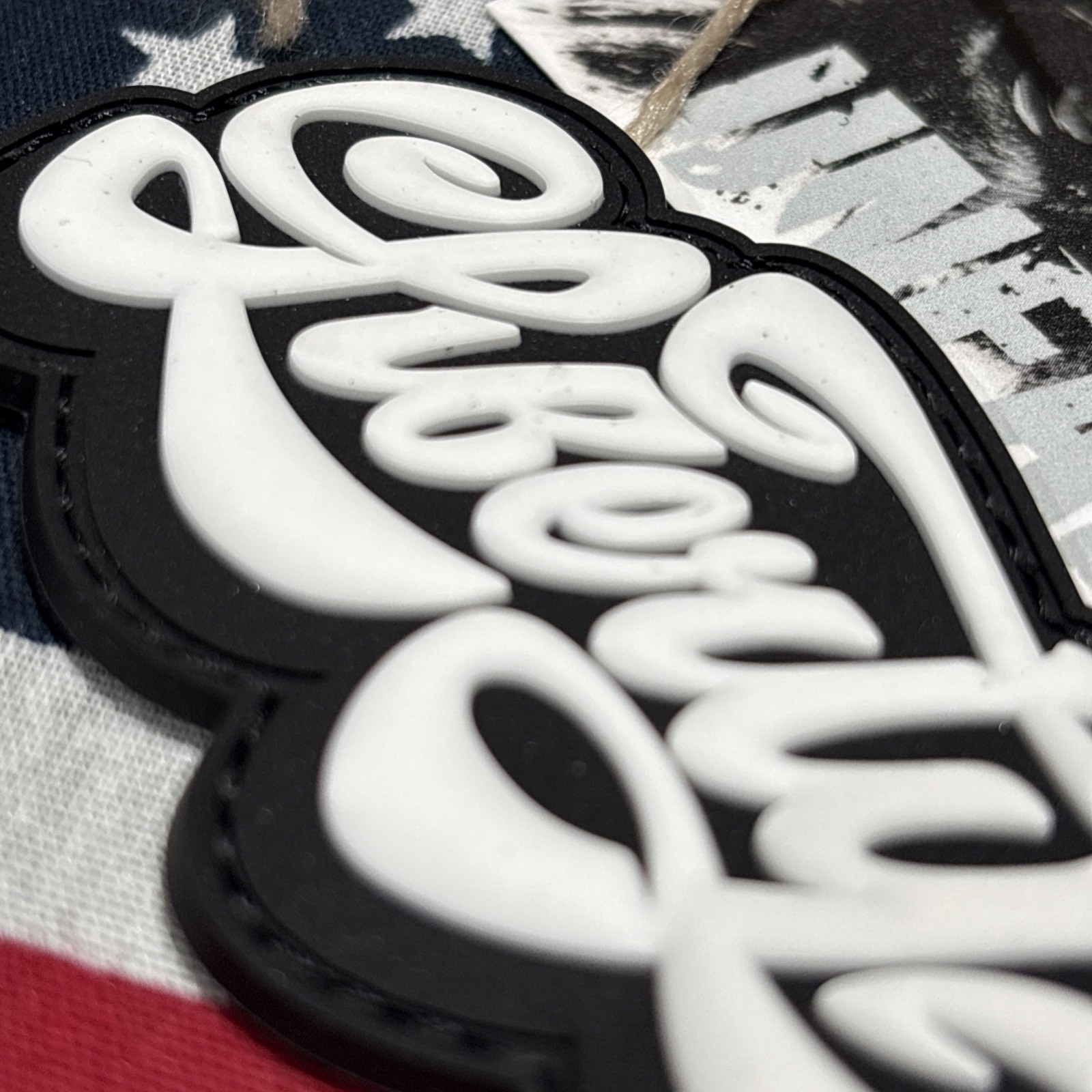 Liberty Blk White Morale Tactical Hook & Loop Patch High Quality 3d PVC 2x3”