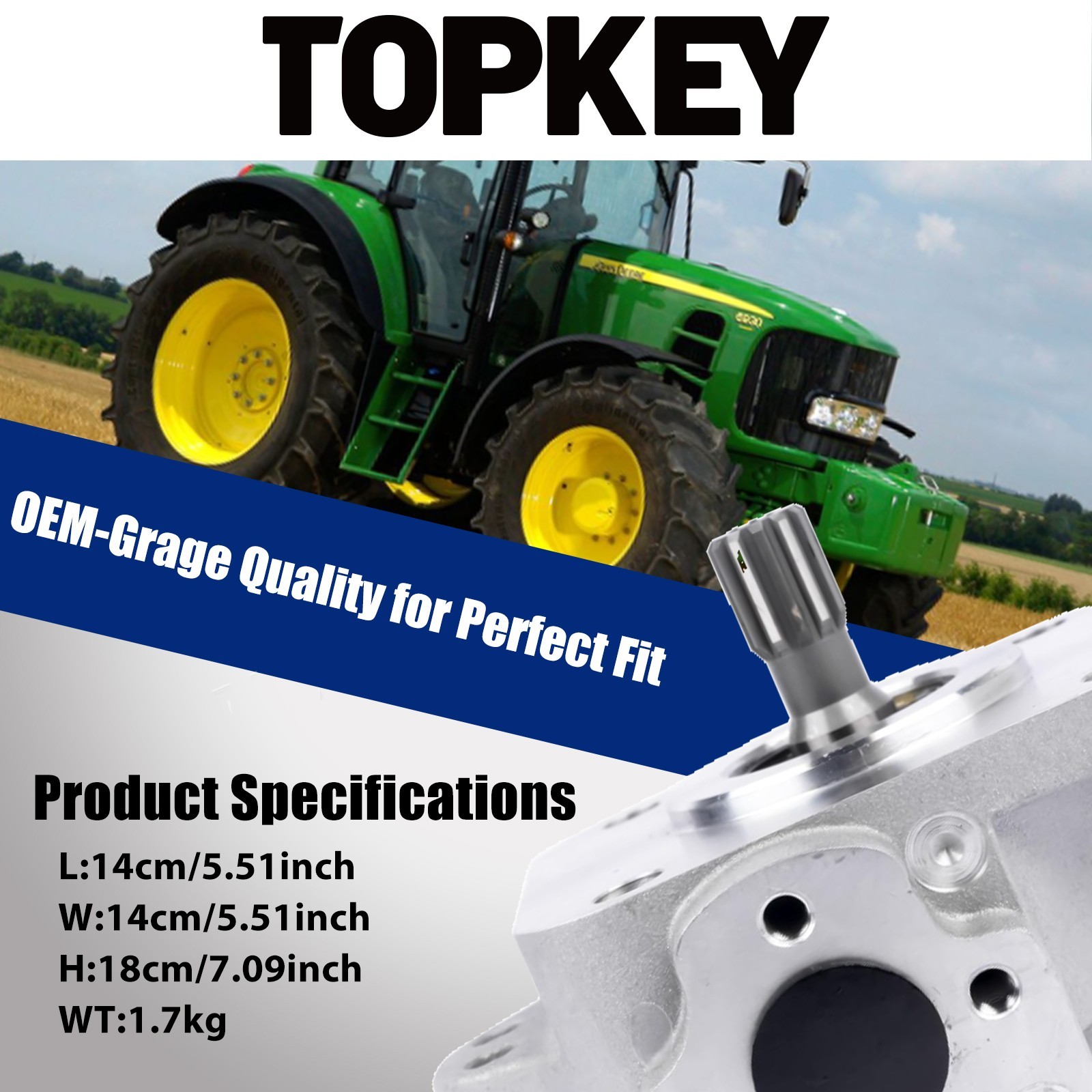 Topkey AM876753 Replacement Power Steering Hydraulic Pump for John Deere Tractor