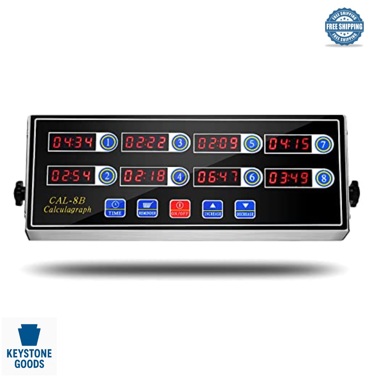 8 Channel Kitchen Timer LED Digital Stainless Steel Loud Alarm Plug In 110V
