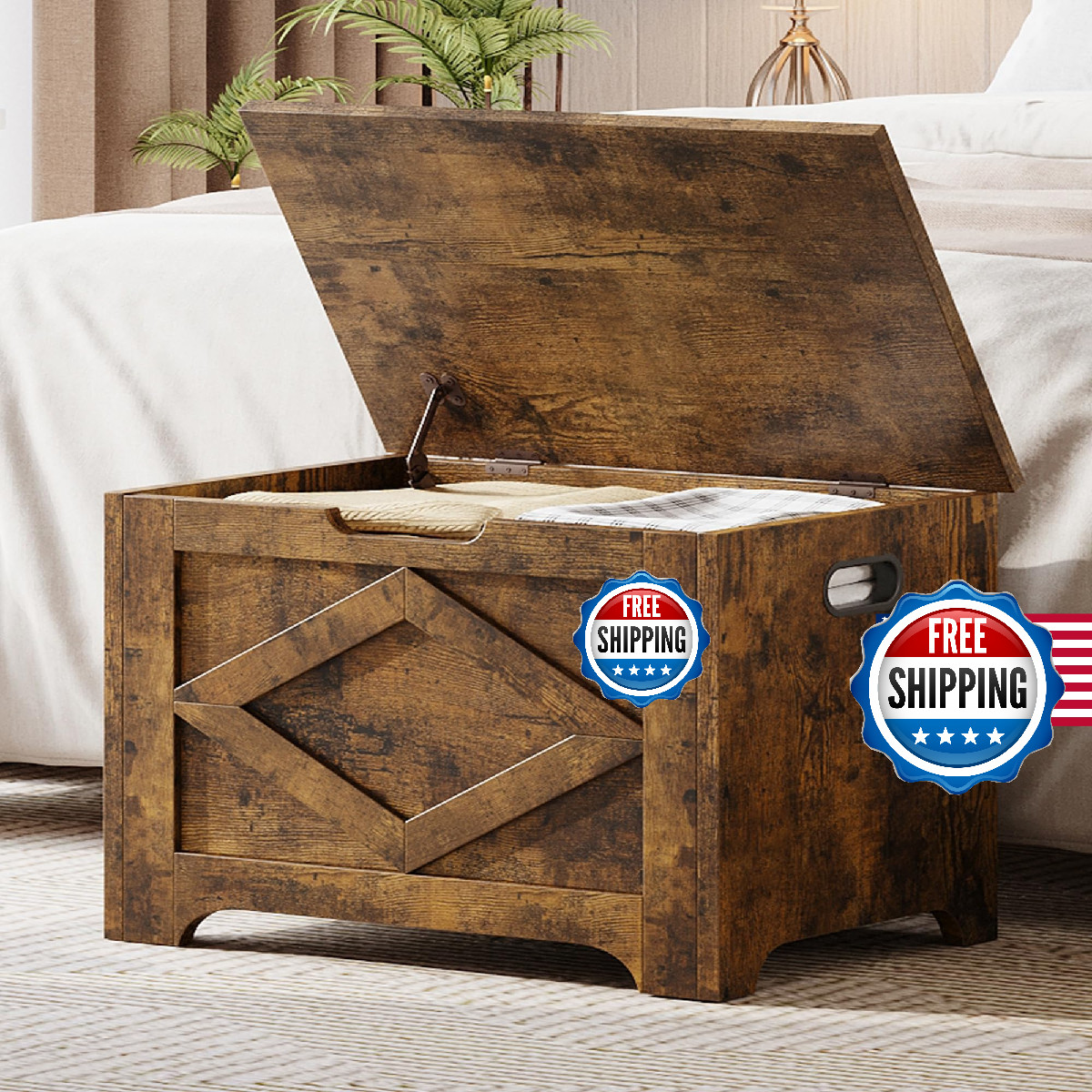Gaomon Storage Chest Wooden Storage Bench Modern Style Lift-Top Shoes Bench