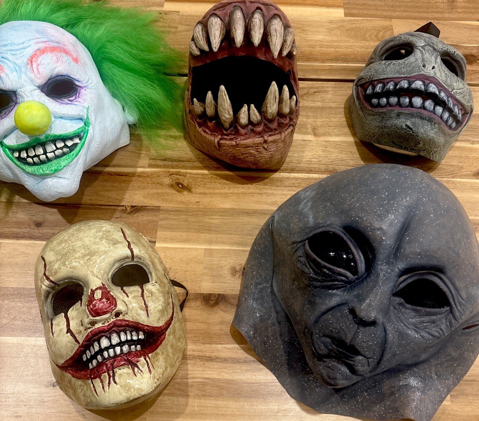 Spirit Halloween Horror Mask Lot of 5 Alien Clown Monster Adult Costume Masks