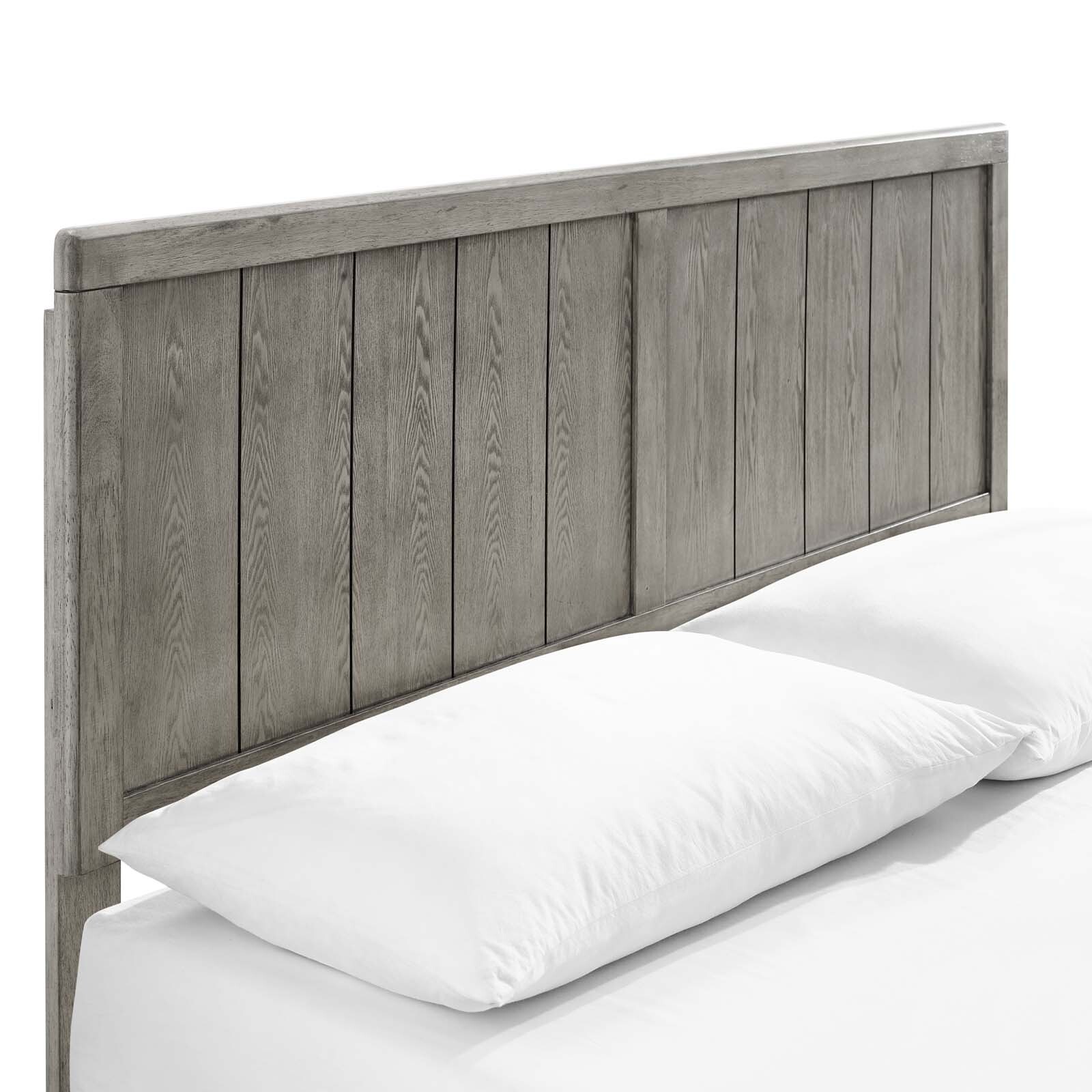 Modway Alana Wood Full Platform Bed in Gray With Angular Frame