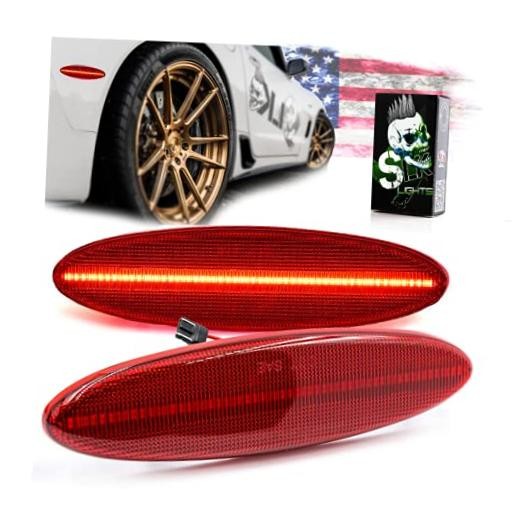 -Lights C5 Red LED Rear Side Marker Fender Lights Better than OEM Red Lens