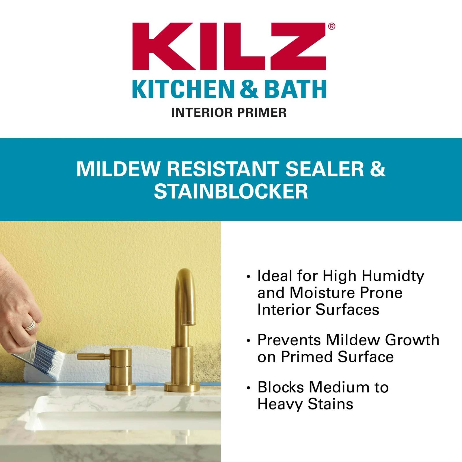 KILZ Kitchen & Bath Primer Water-Based Interior Sealer 1 Gal Mildew Resistant