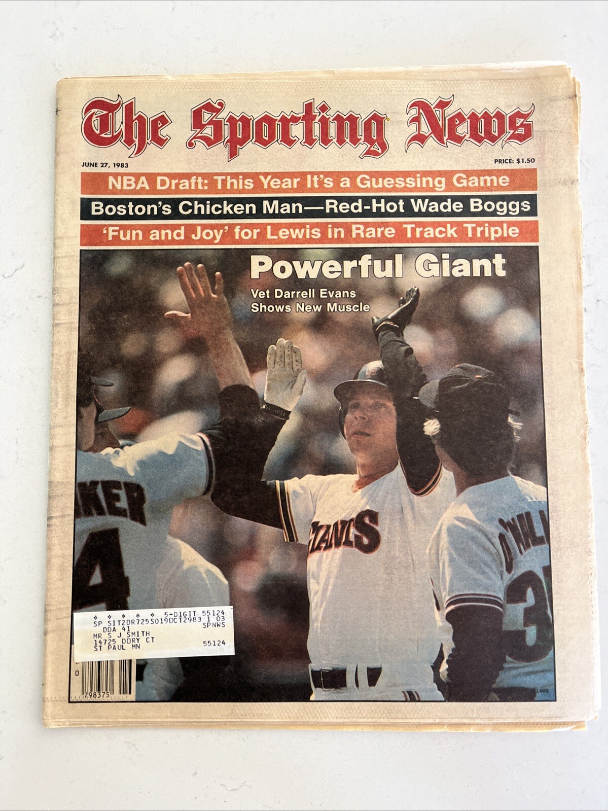 The Sporting News Paper June 27, 1983 Darrell Evans, San Francisco Giants (B136)