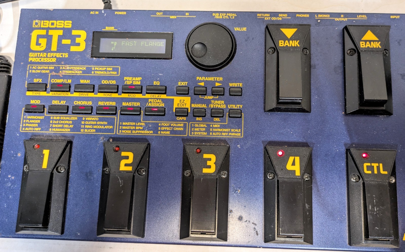 BOSS GT-3 Guitar Effects Processor Multiple Effects Pedal Powers Up Parts Repair