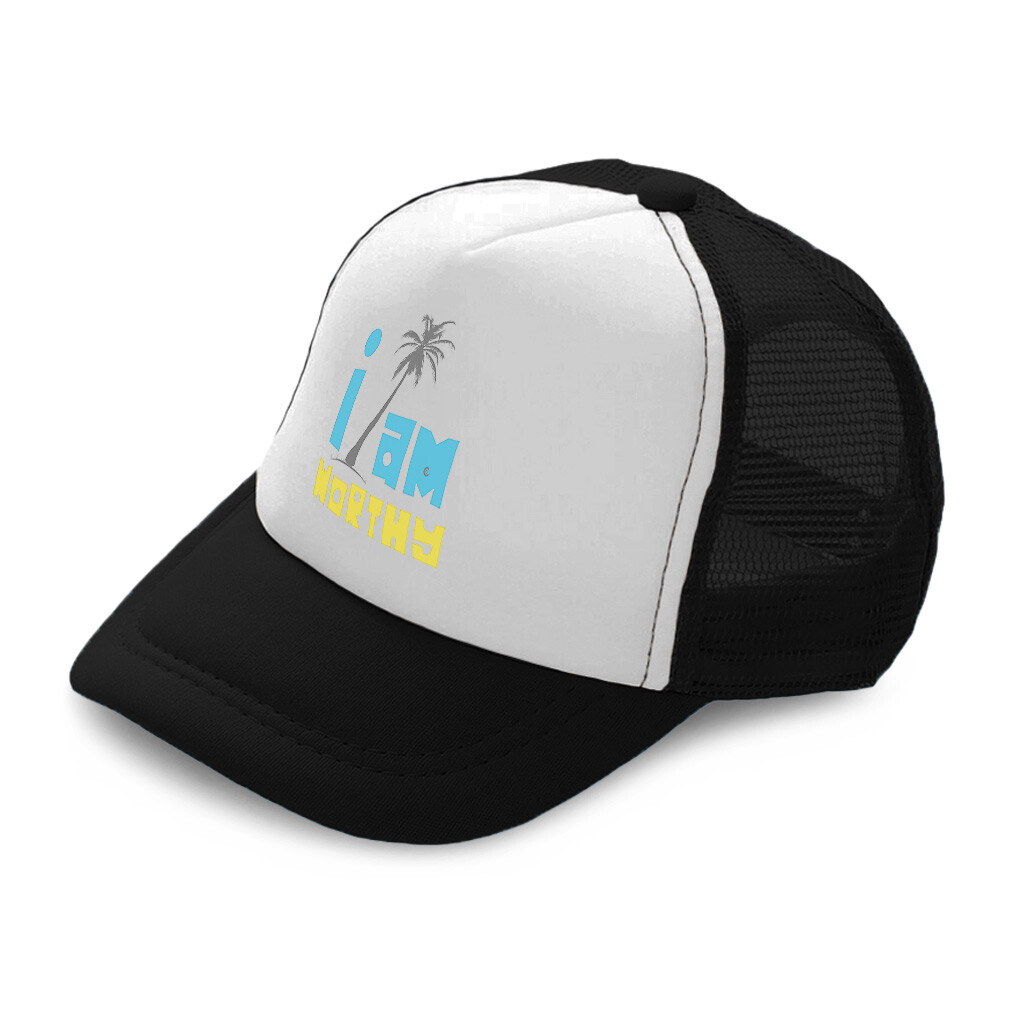 Kids Trucker Hat I Am Worthy Palm Trees Polyester Boys Caps & Girls Caps
