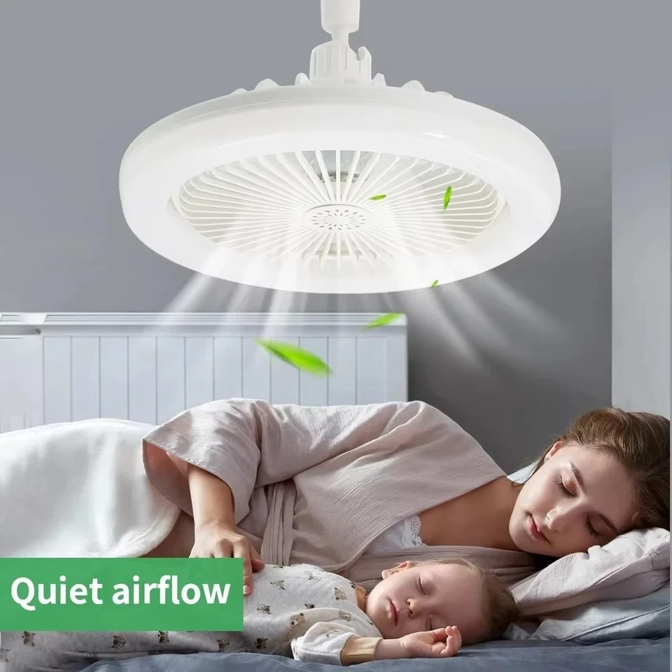 Fan For E27 Socket Light With Remote Ceiling Fan Adjustable Smart LED 3Speed AC