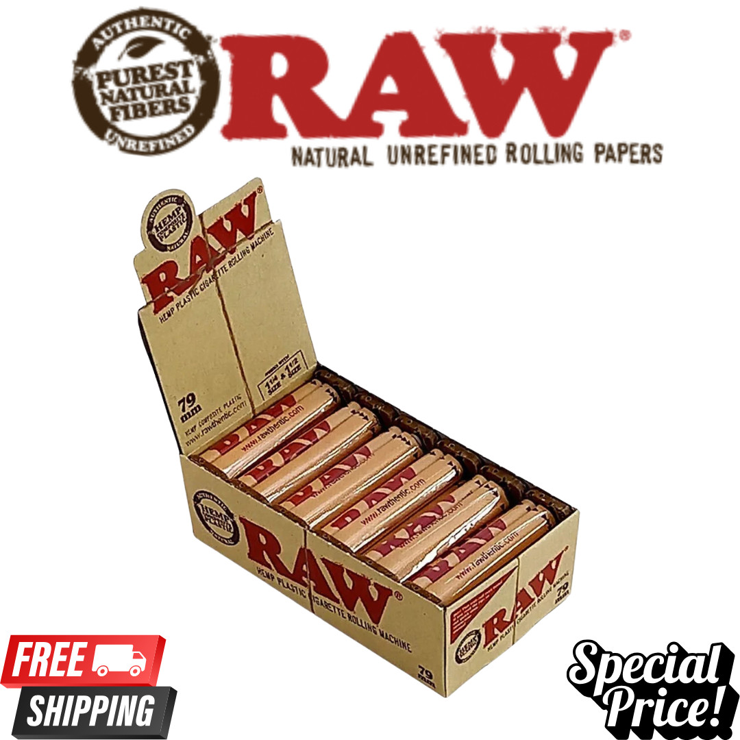 RAW Authentic Composite Plastic Cigarette Rolling Machine 79mm Full Box 12 count