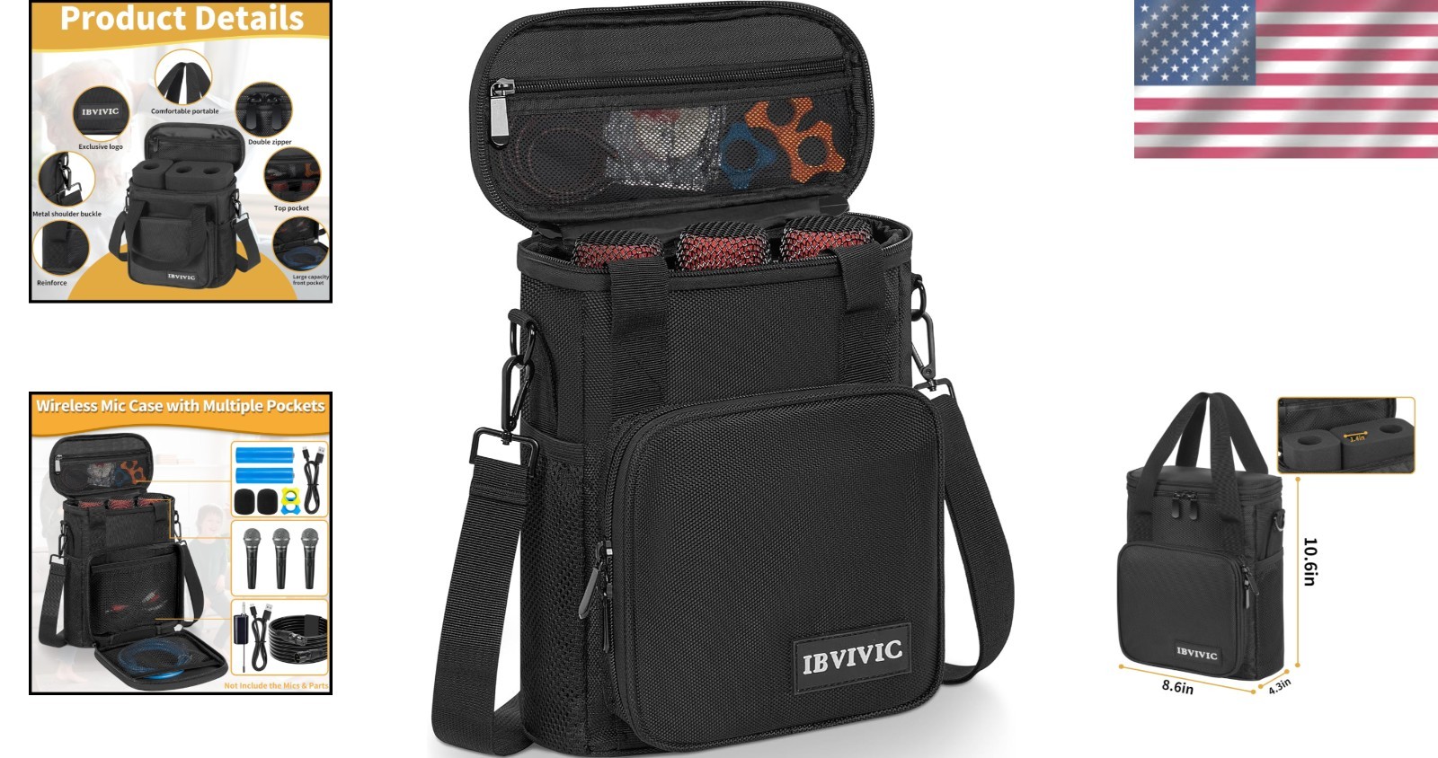 Wireless Microphone Case with Foam - Black/.